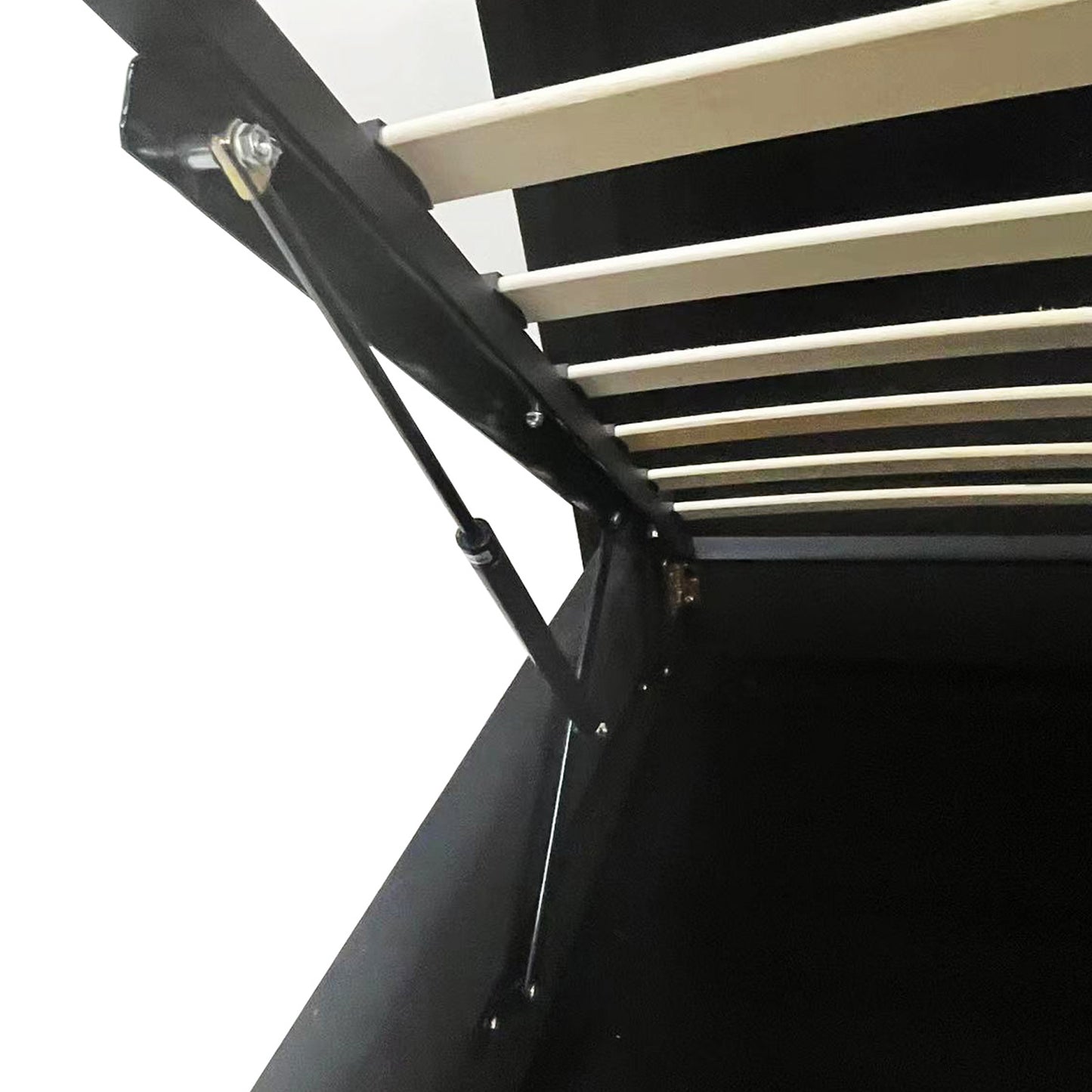 Roman Black Velvet Upholstery High Quality Slats Gas Lift Mechanism Metal Structure Bed Frame in Multiple Sizes