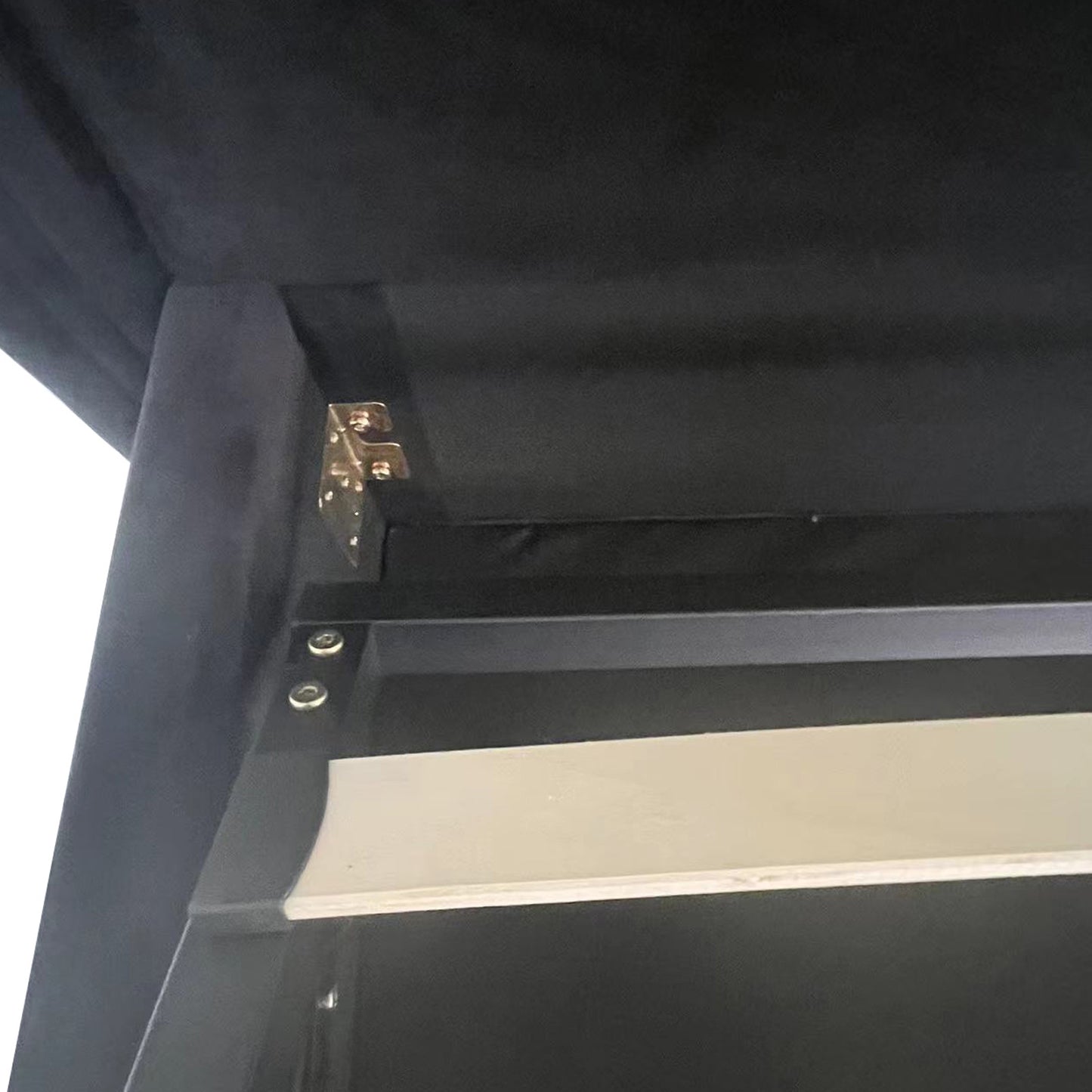 Roman Black Velvet Upholstery High Quality Slats Gas Lift Mechanism Metal Structure Bed Frame in Multiple Sizes