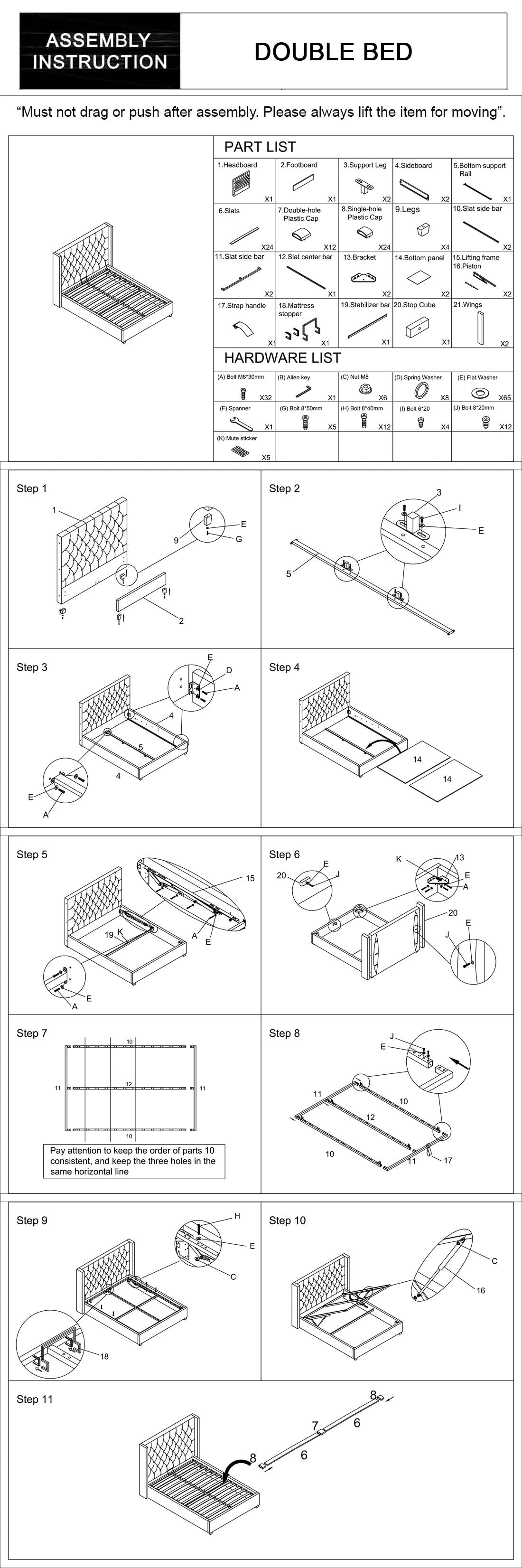 Veronica Winged Grey Linen Fabric Seam Grid Pattern Gas Lift Metal Bed Frame in Multiple Sizes