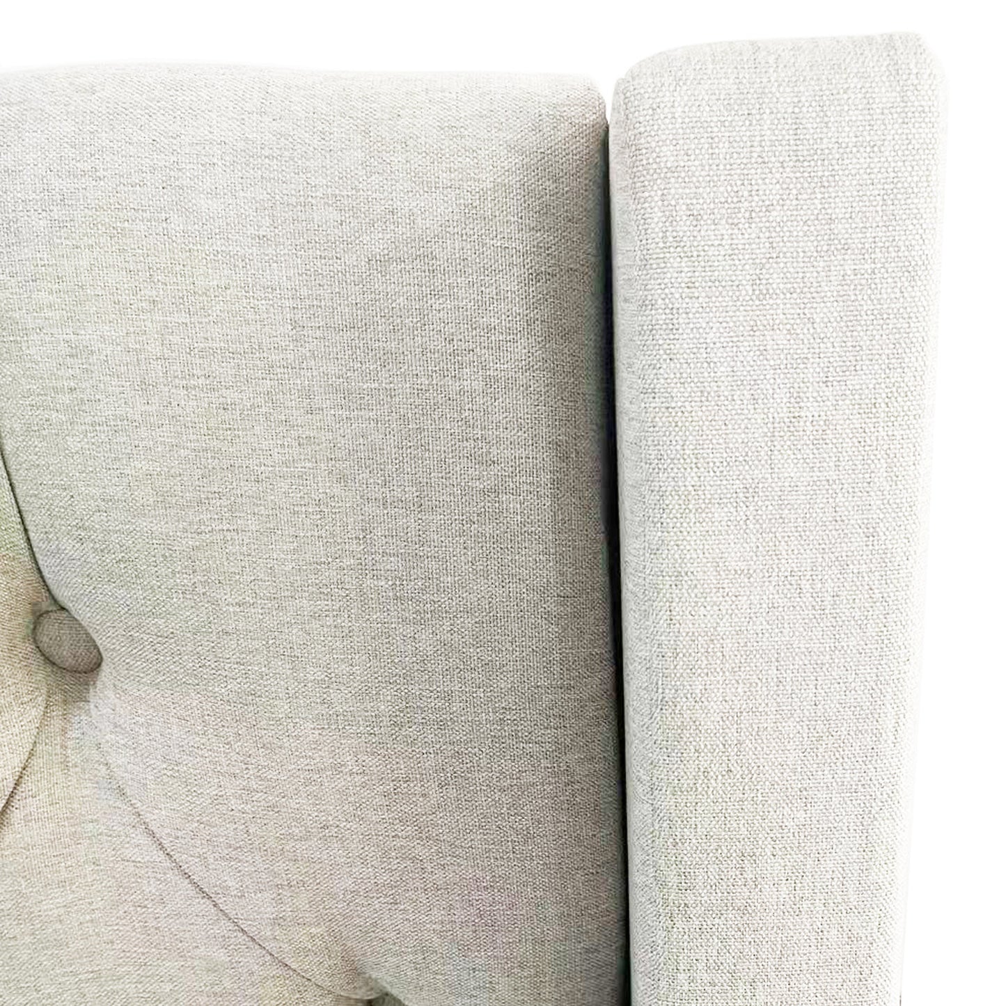 Veronica Winged Grey Linen Fabric Seam Grid Pattern Gas Lift Metal Bed Frame in Multiple Sizes