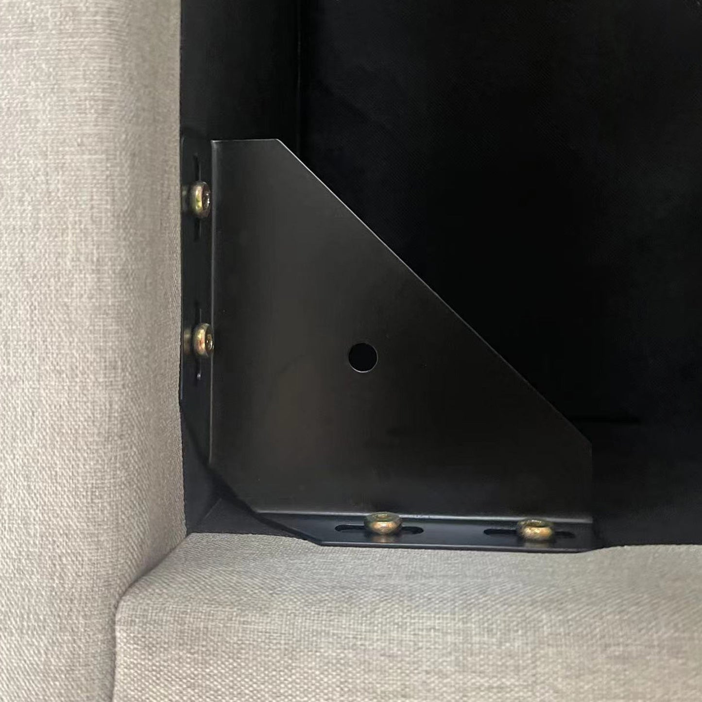 Veronica Winged Grey Linen Fabric Seam Grid Pattern Gas Lift Metal Bed Frame in Multiple Sizes