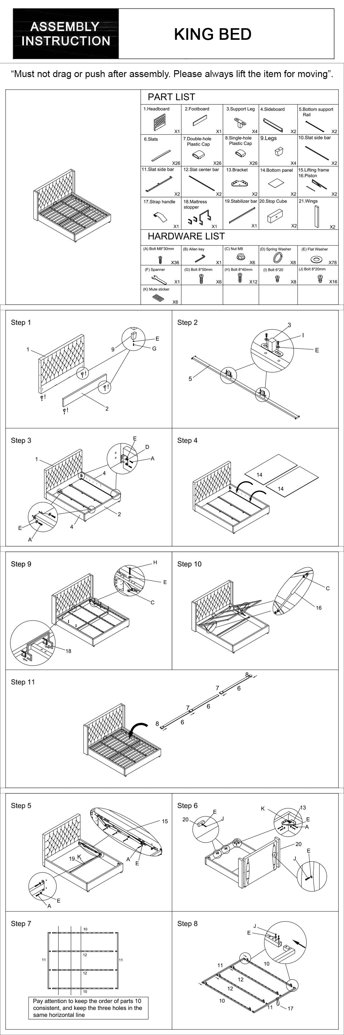 Veronica Winged Grey Linen Fabric Seam Grid Pattern Gas Lift Metal Bed Frame in Multiple Sizes
