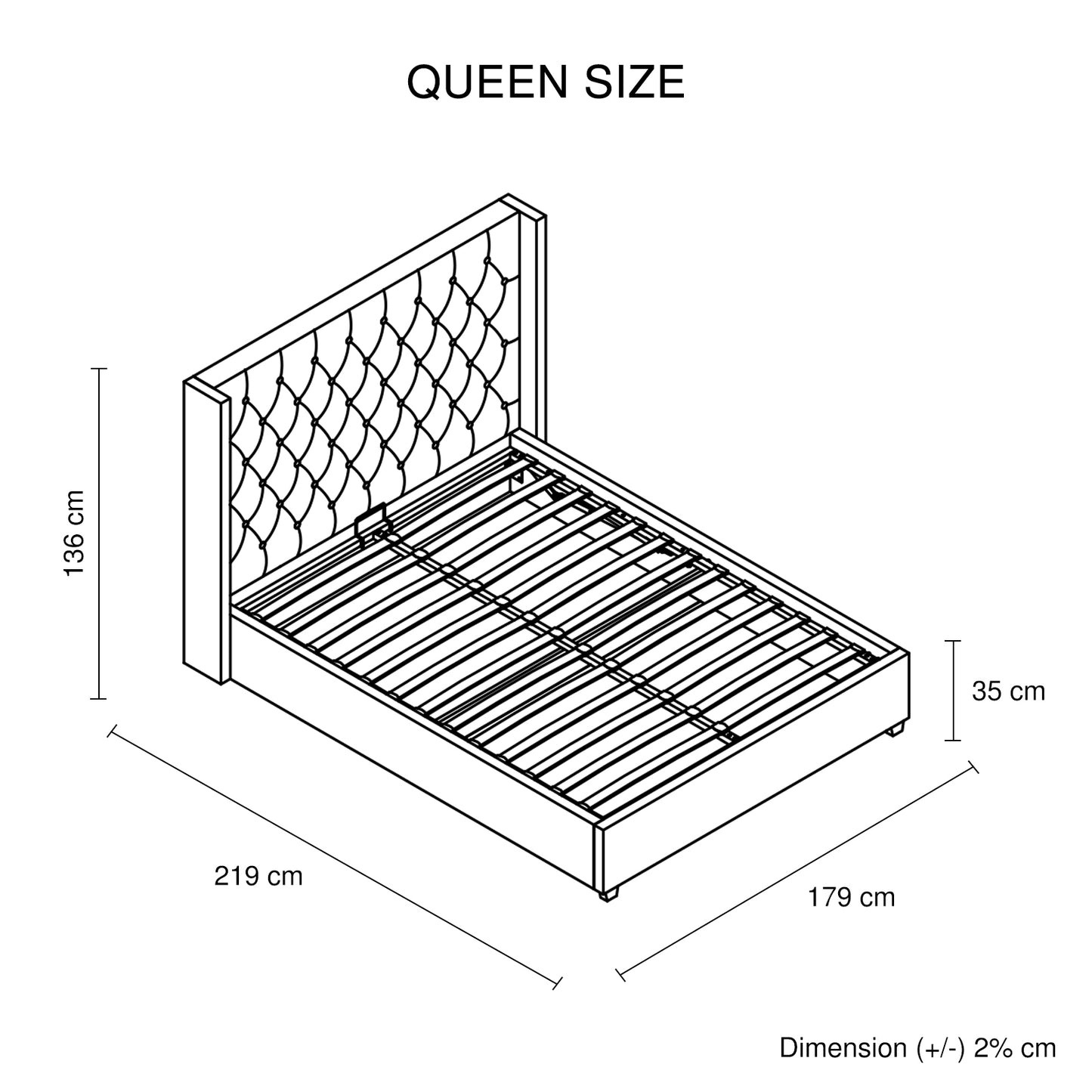 Veronica Winged Grey Linen Fabric Seam Grid Pattern Gas Lift Metal Bed Frame in Multiple Sizes