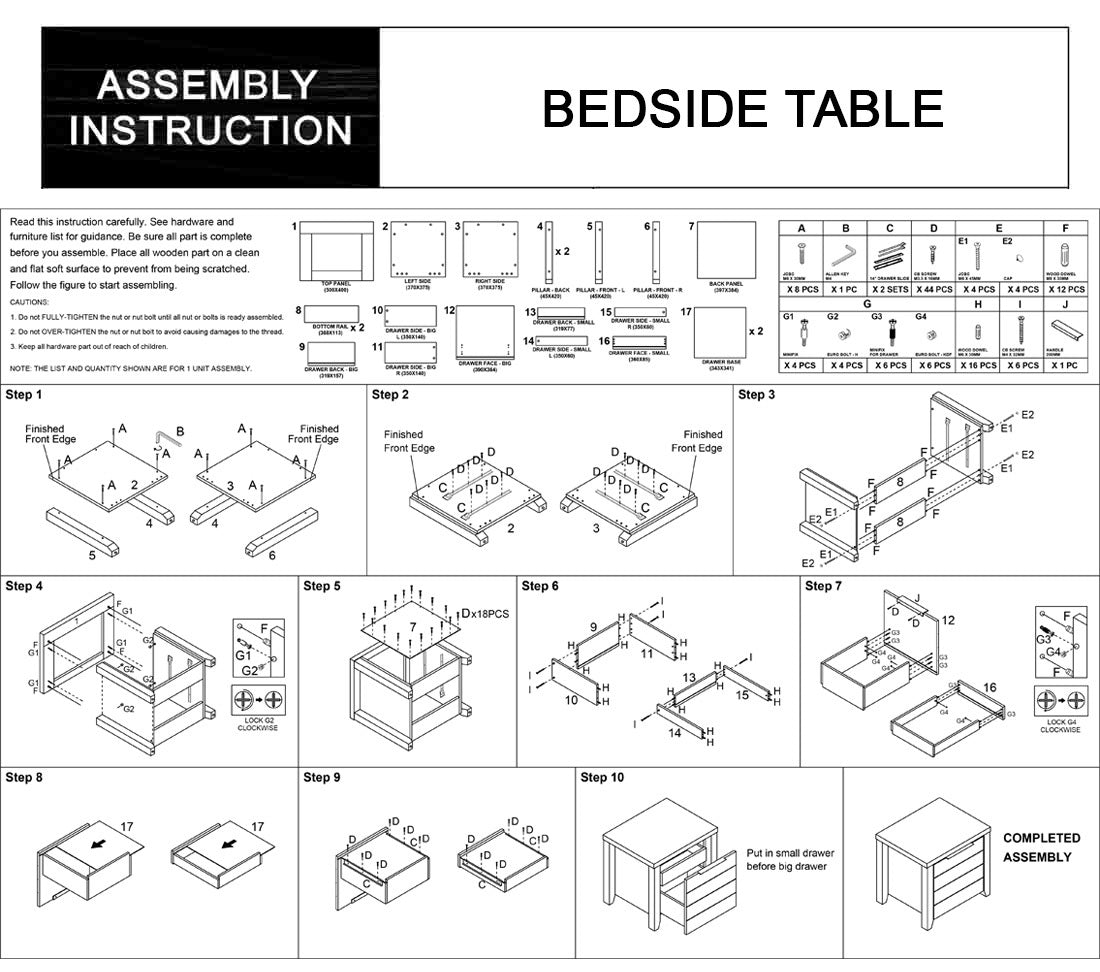 Cielo Natural Wood Like MDF Bedside Table in Multiple Colour