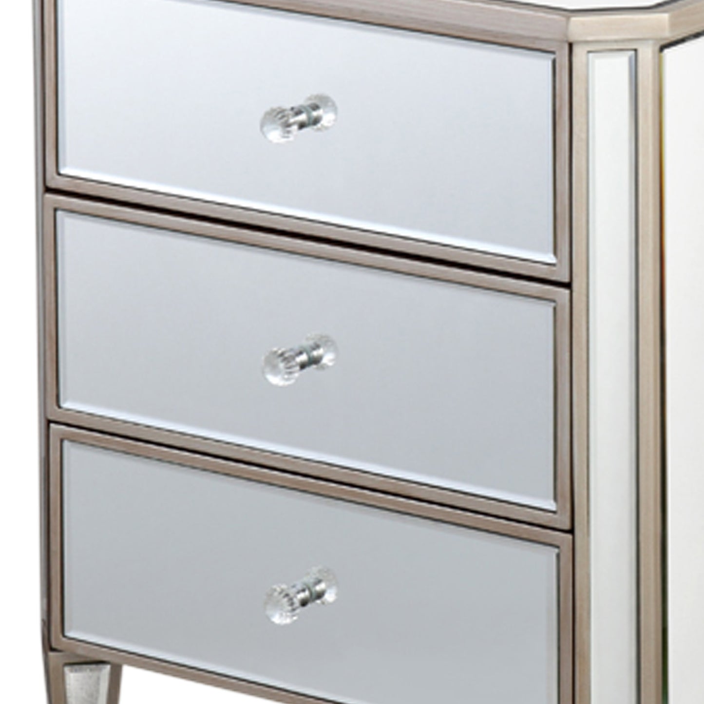 Antique 3 Drawers MDF Gold Colour Mirrored Work Bedside Table
