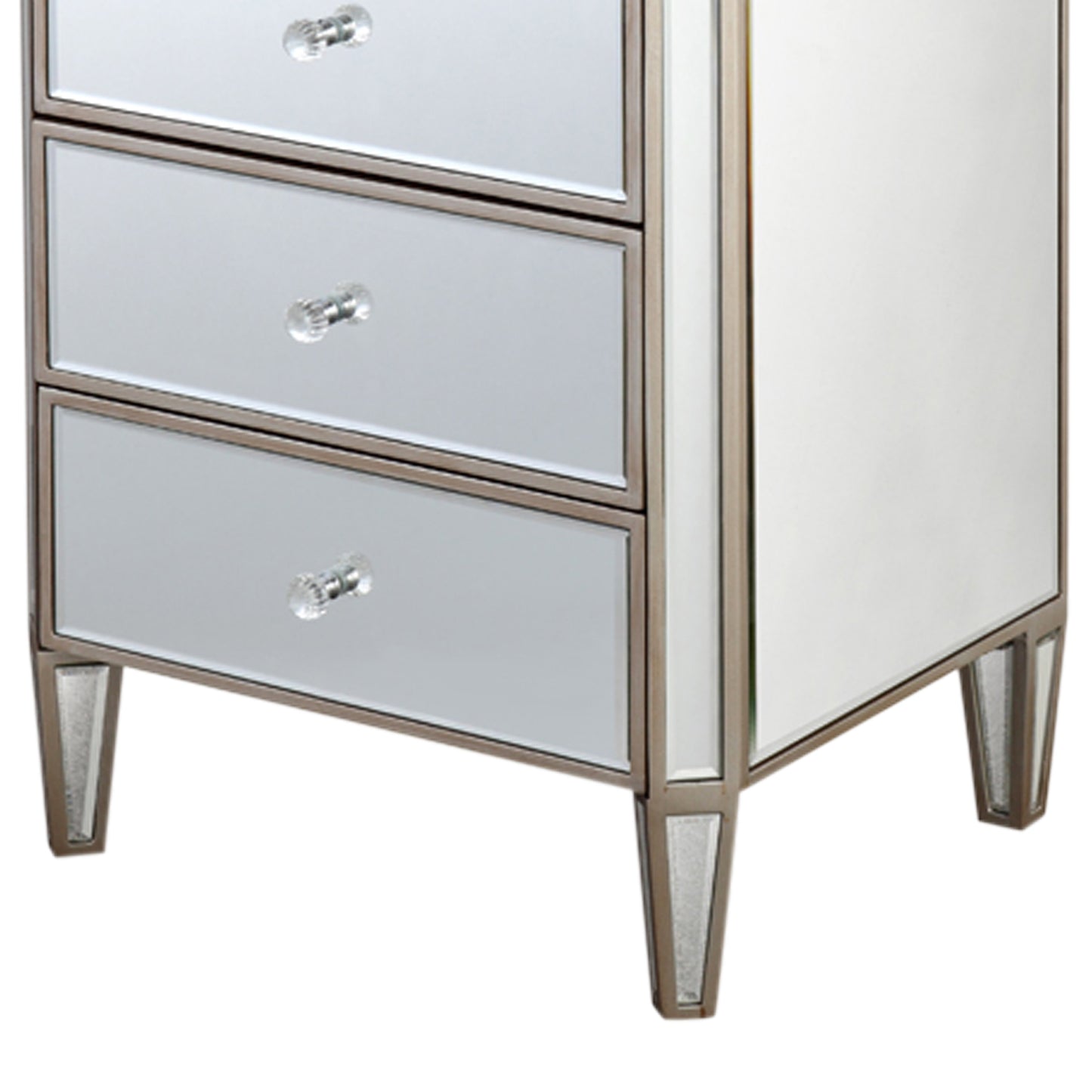 Antique 3 Drawers MDF Gold Colour Mirrored Work Bedside Table