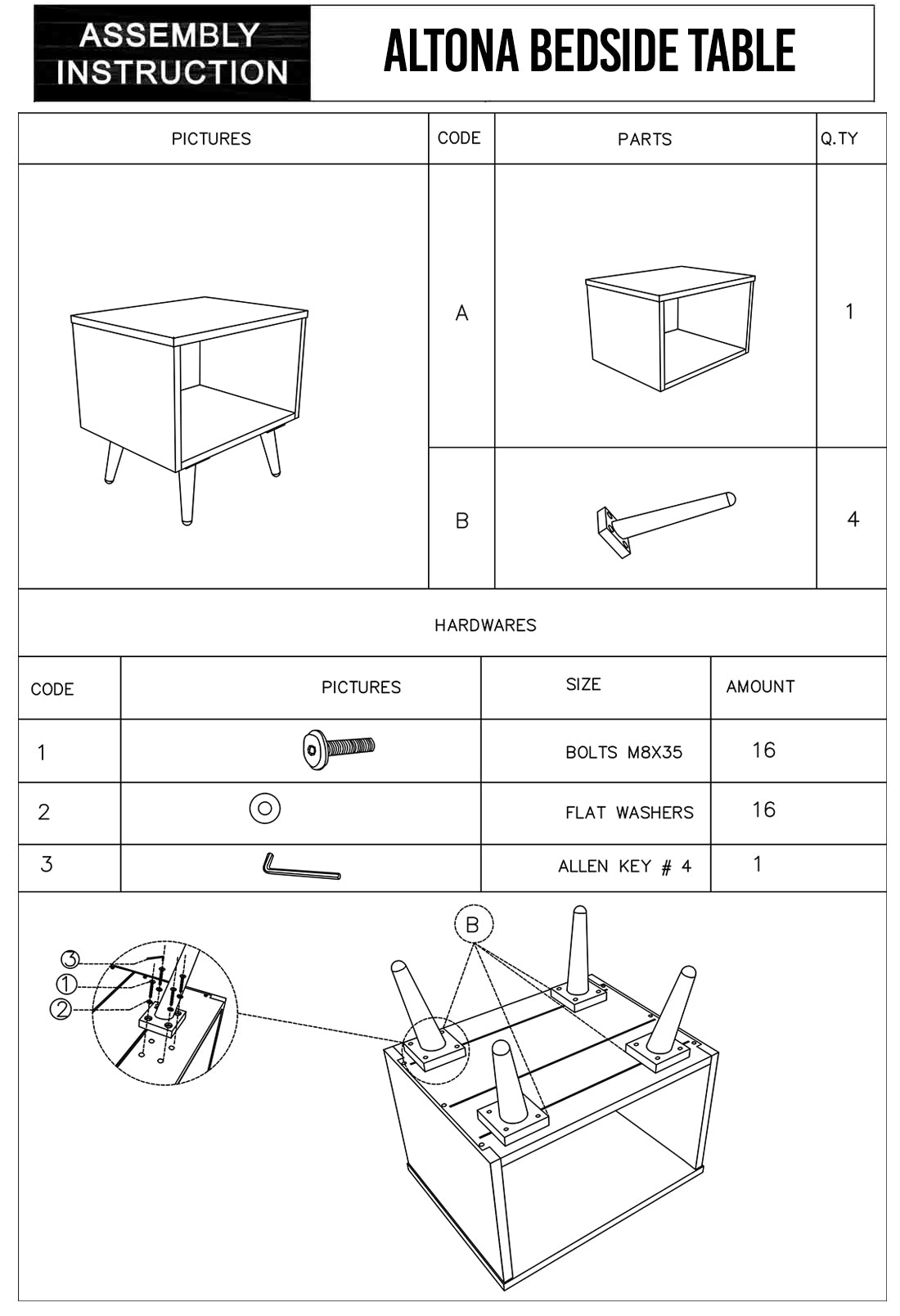 Altona Acacia Wood Bedside Table