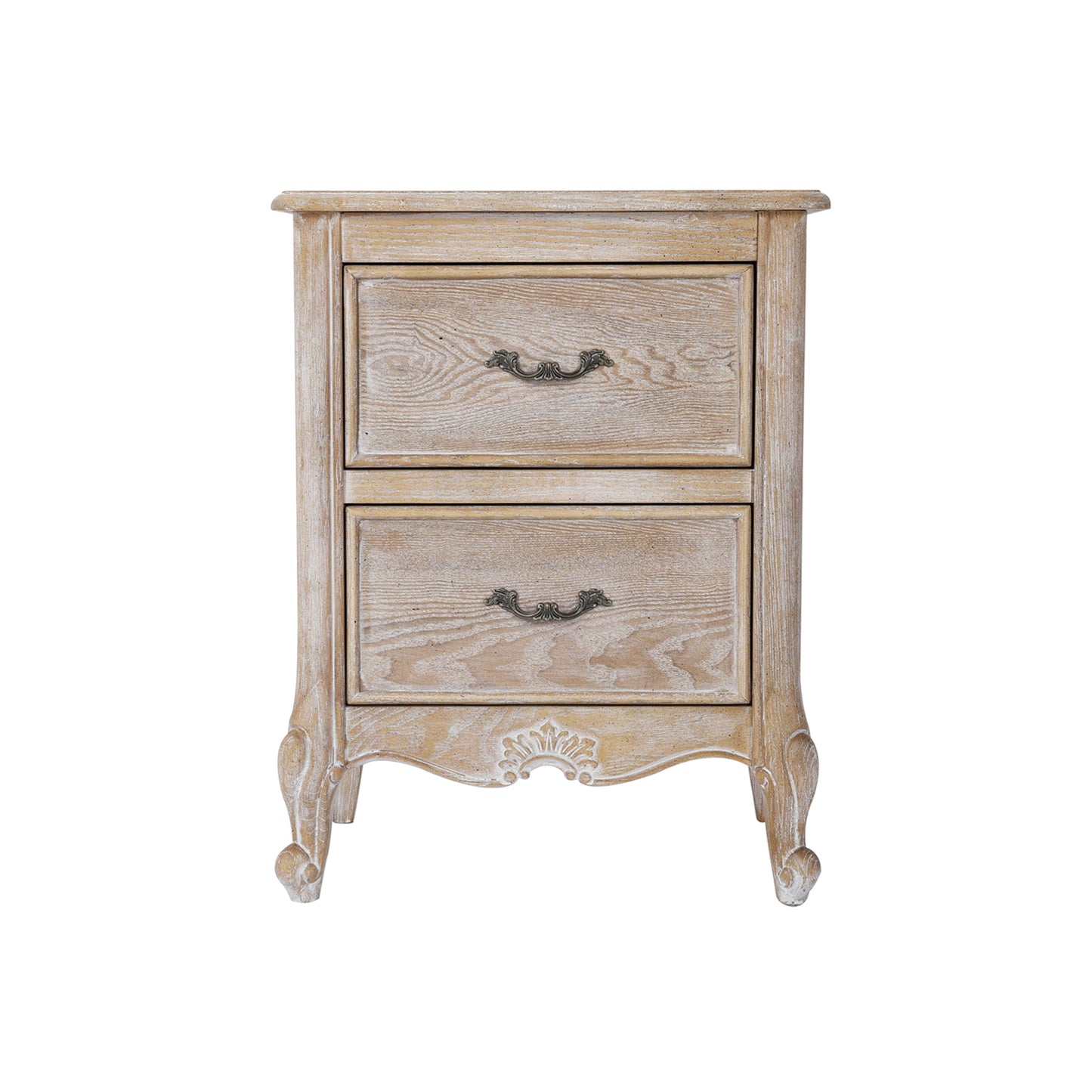 Lille Storage Drawers Bedside Table Oak Wood Plywood Veneer White Washed Finish