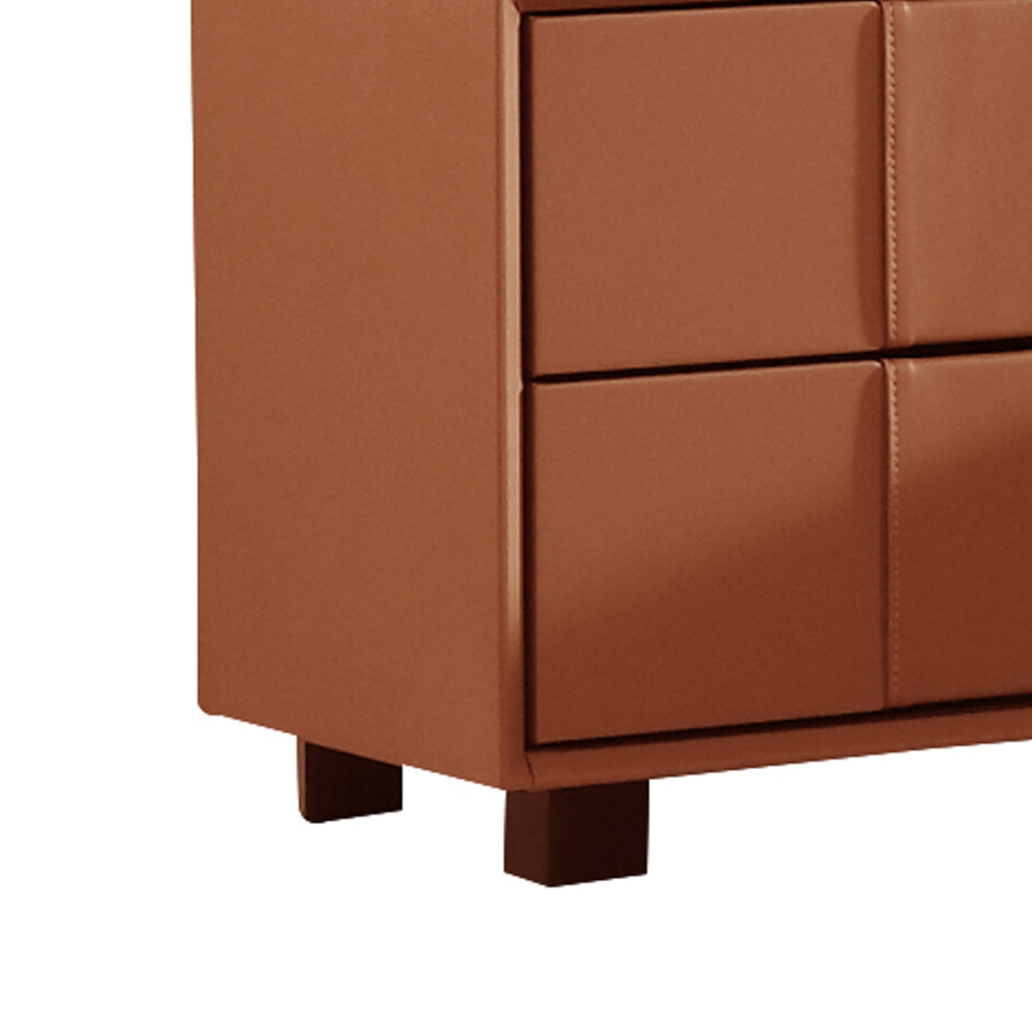 Louis Bedside Table MDF with Premium Leatherette Storage Space Two Drawers Wooden Legs