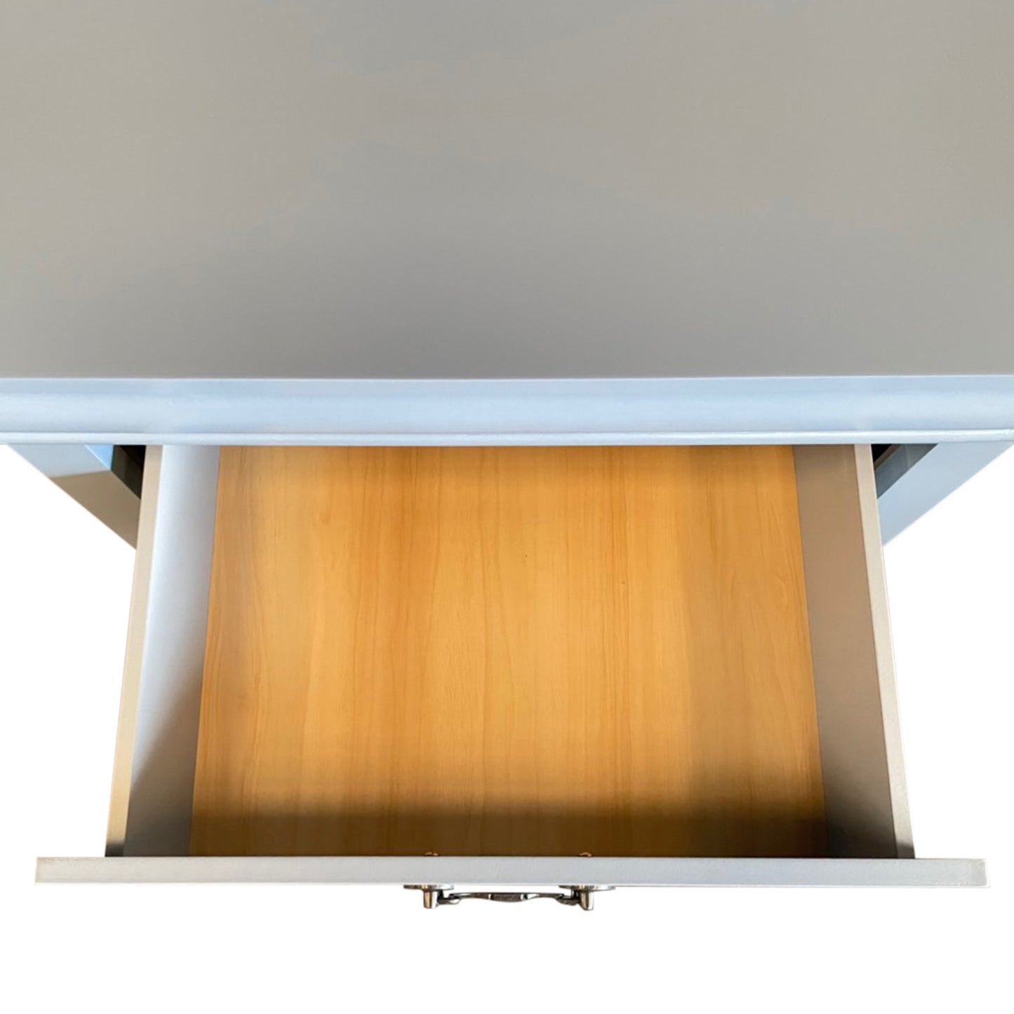 Spencer Solid Wooden Grey Colour Bedside Table with 2 Drawers Metal Handles