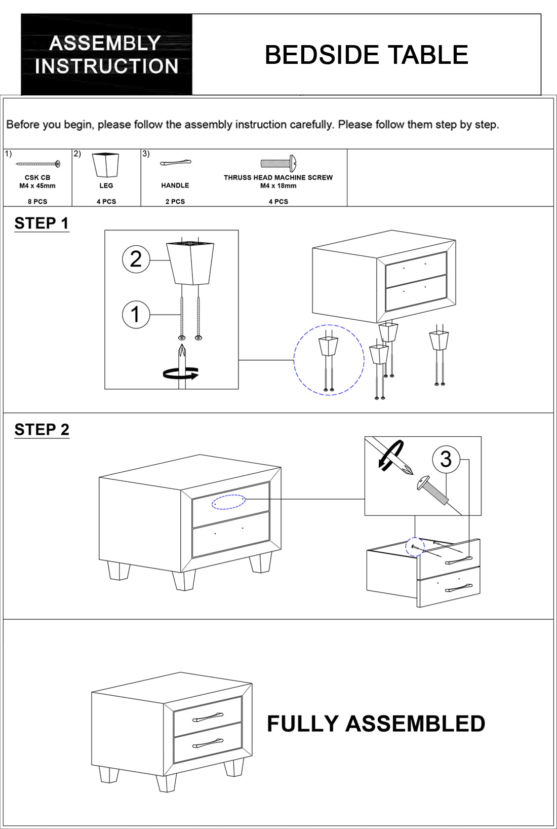 Megan Two Drawers Bedside Table Upholstery Fabric in Light Grey Colour