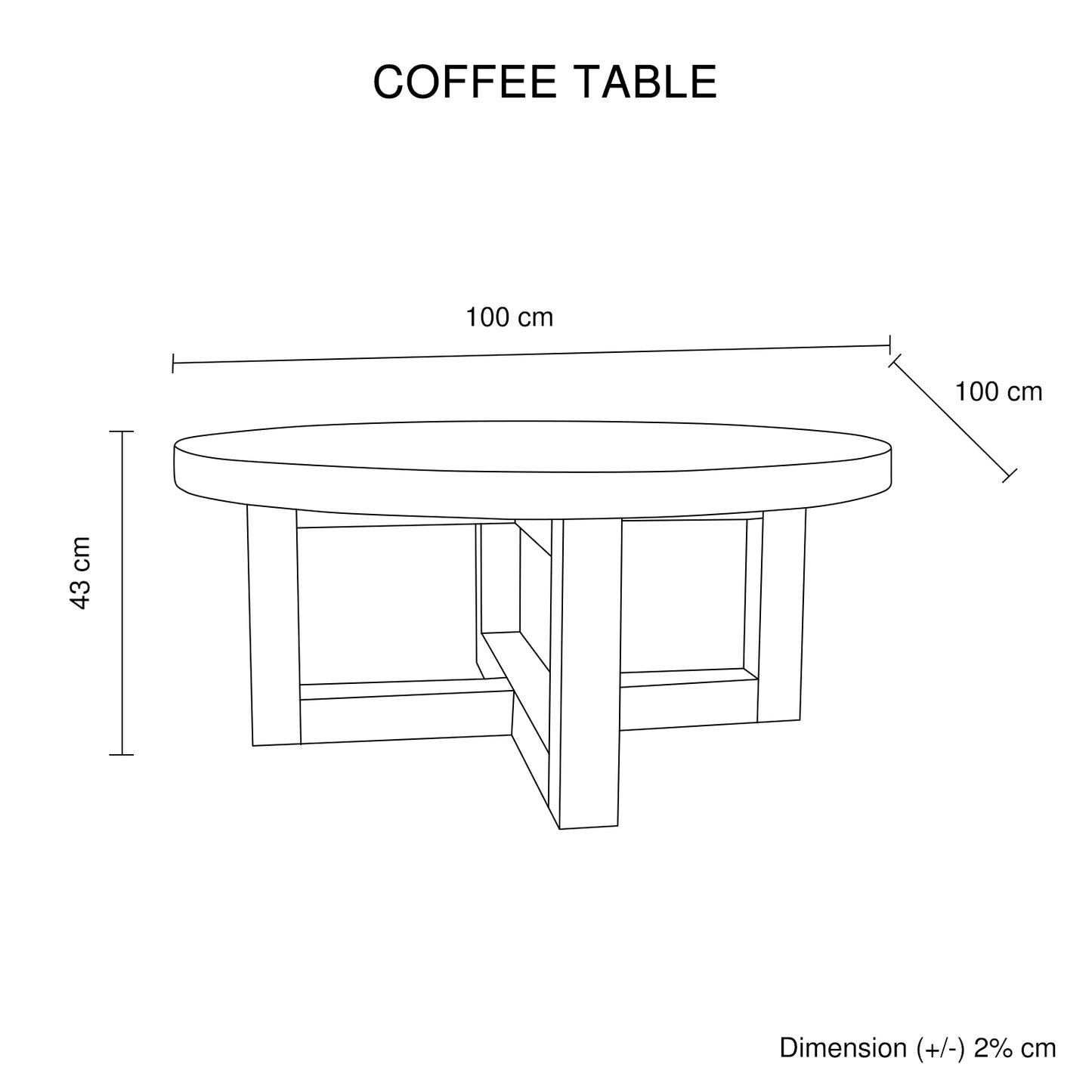 Cooper Coffee Table Round Shaped Top MDF Micro cement Sturdy Legs