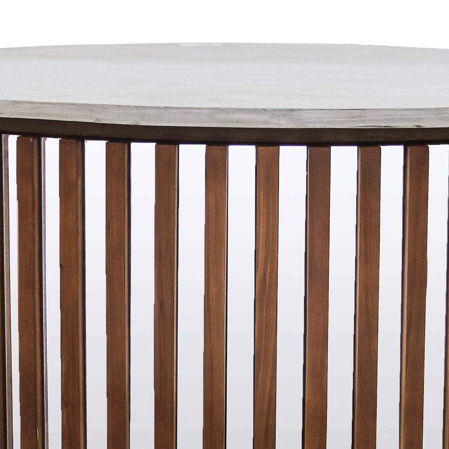 Rico Coffee Table Round Shaped Top MDF Silver Mirror Micro cement Brown Base