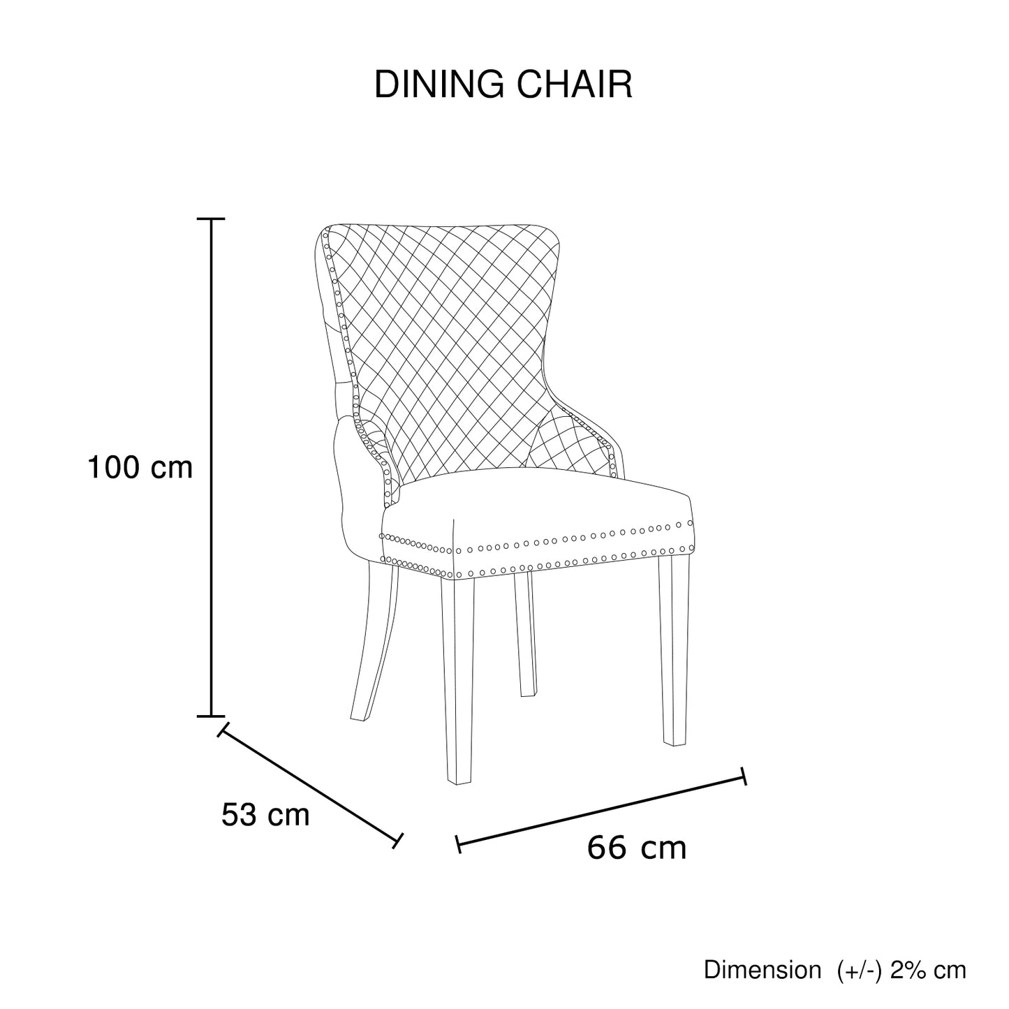 Lyon 2x Dining Chair Beige Velvet Upholstery Button Studding on Edge Wooden Frame Back with Ring and Nail Stainless Steel Legs