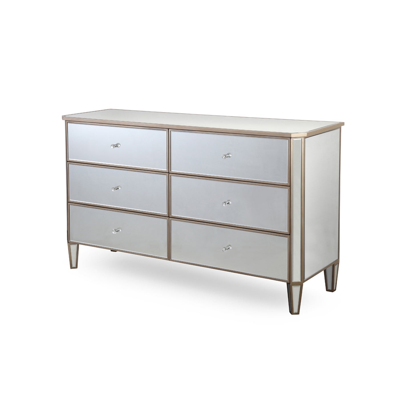 Antique 6 Drawers Dresser MDF Gold Colour Mirrored Work