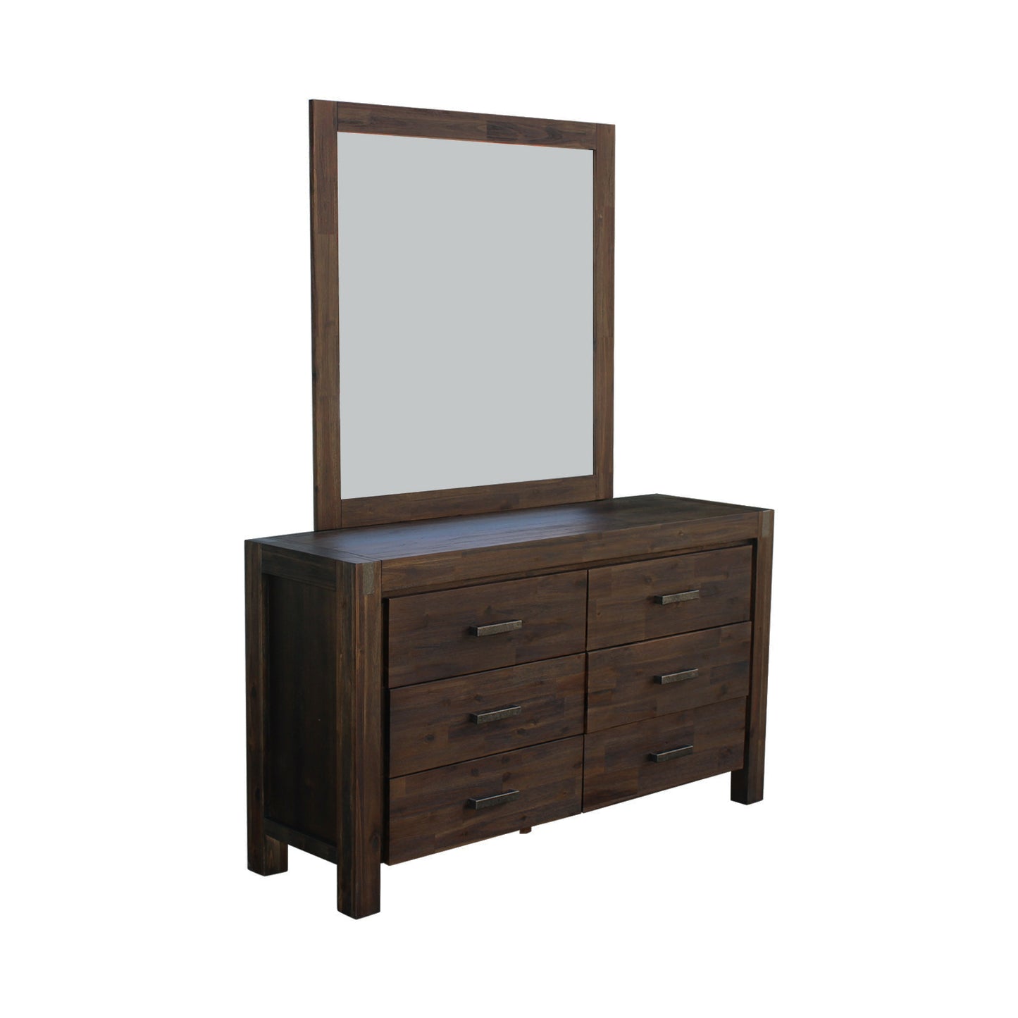 Nowra 6 Drawers Dressing Chest In Solid Acacia Timber with Mirror