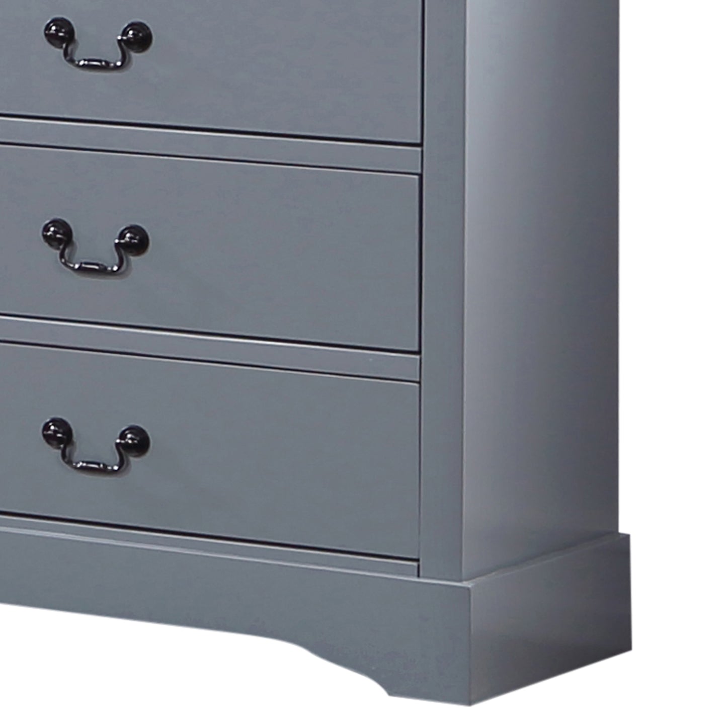 Spencer Solid Wooden Grey Colour 6 Drawers Dresser with Mirror Metal Handles