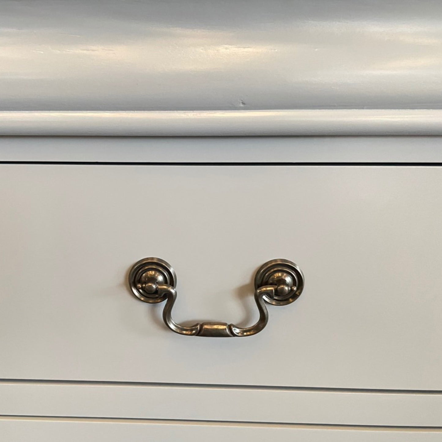 Spencer Solid Wooden Grey Colour 6 Drawers Dresser with Mirror Metal Handles