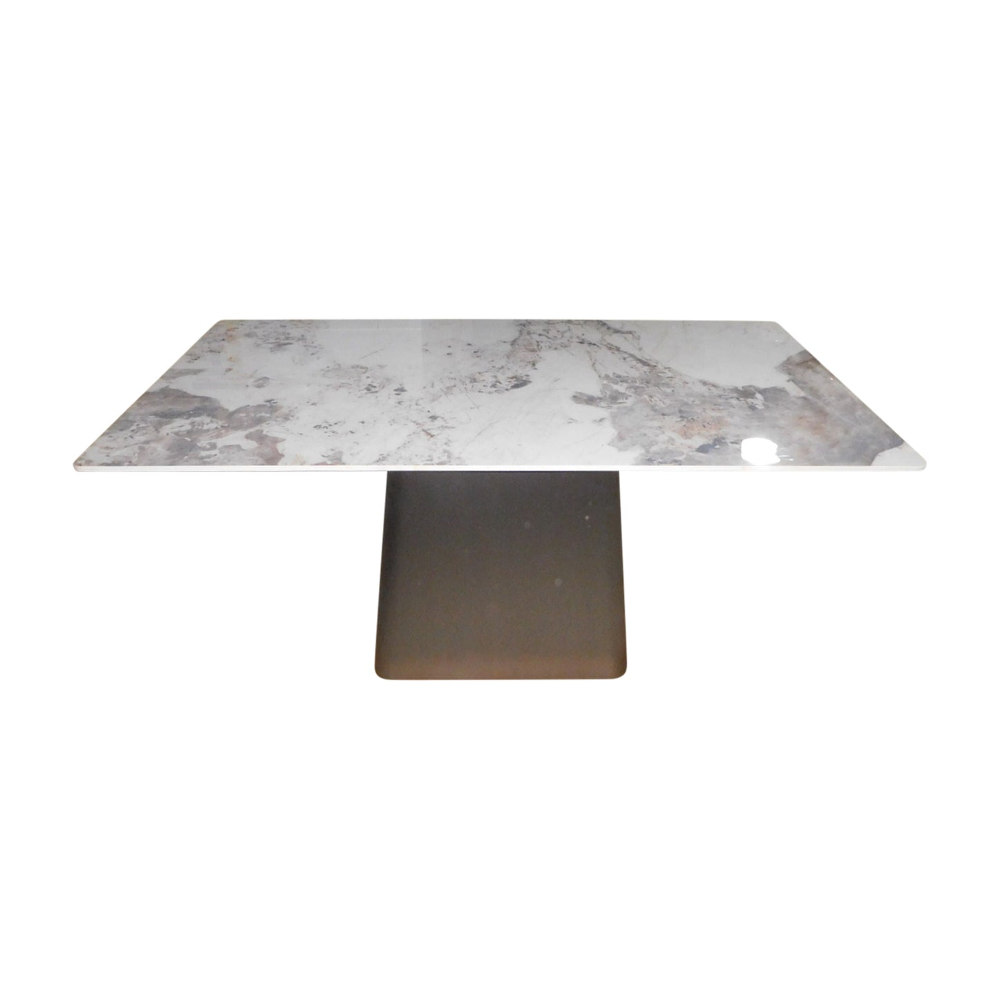 Ashley Dining Table Sintered Stone Mosaic Style Top Light Grey colour Sturdy Base with Carbon Steel Glossy