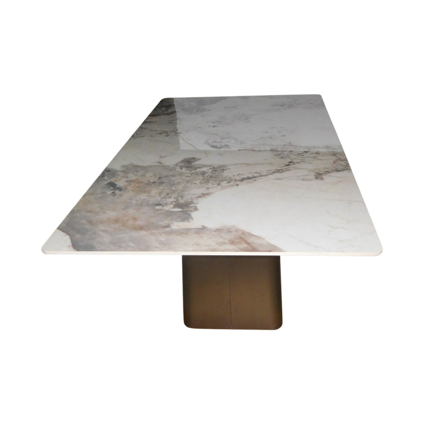 Ashley Dining Table Sintered Stone Mosaic Style Top Light Grey colour Sturdy Base with Carbon Steel Glossy