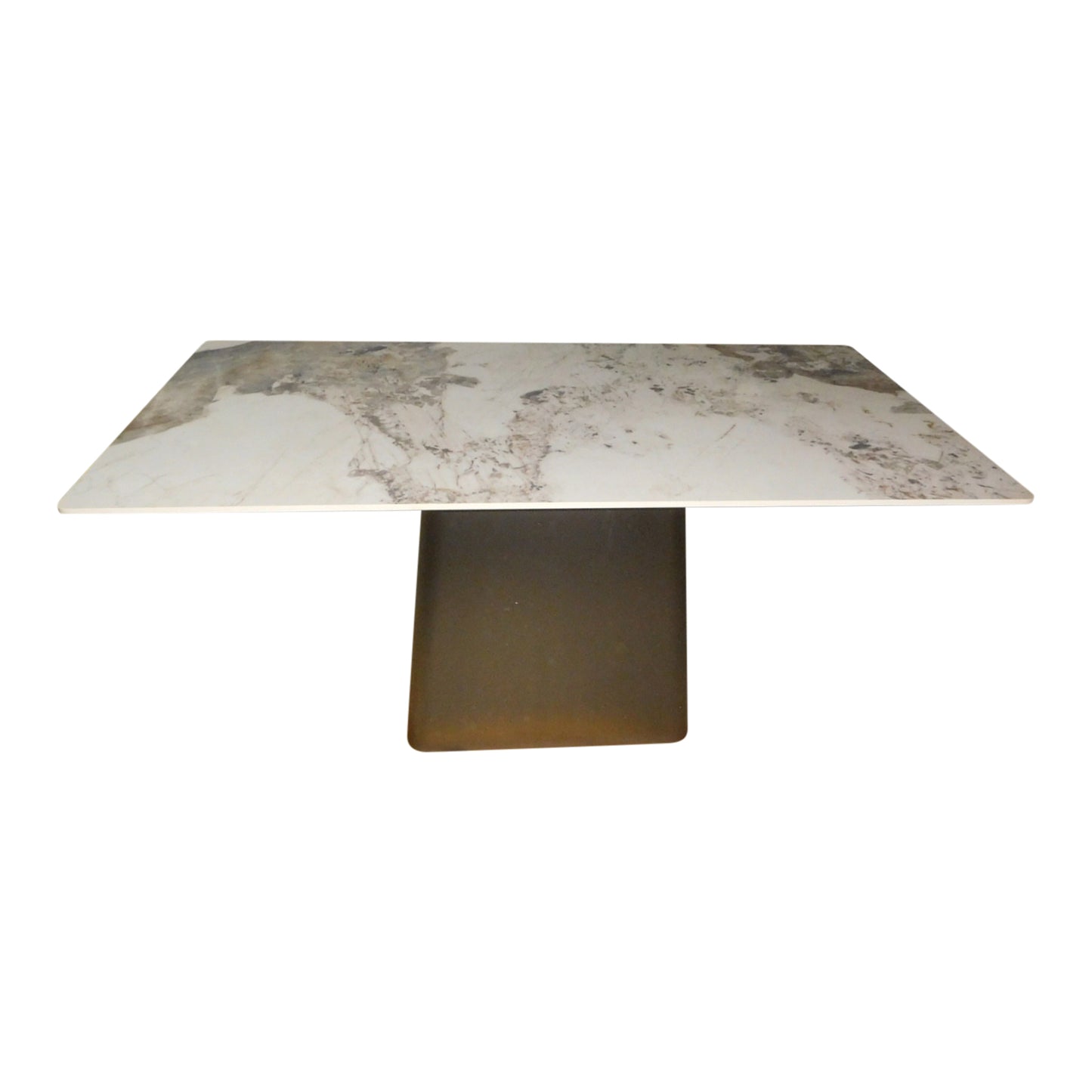 Ashley Dining Table Sintered Stone Mosaic Style Top Light Grey colour Sturdy Base with Carbon Steel Glossy