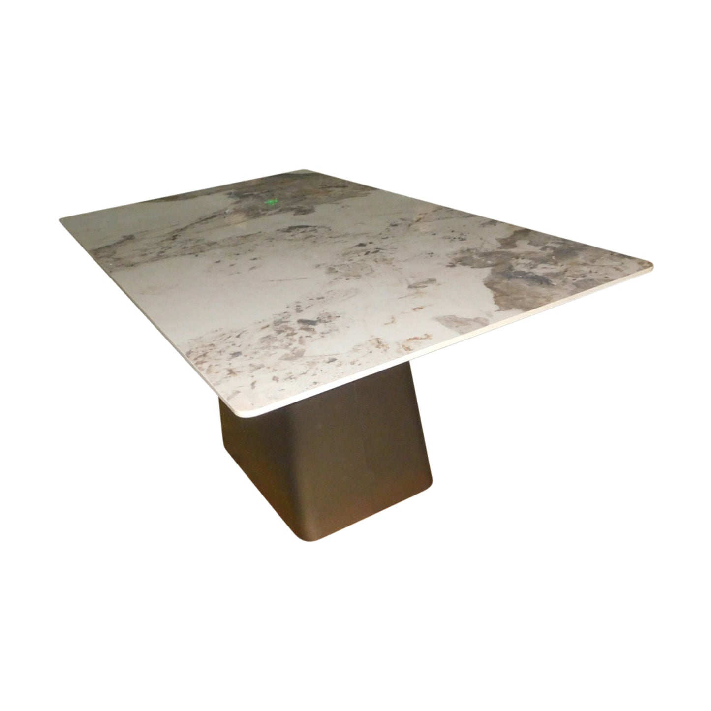 Ashley Dining Table Sintered Stone Mosaic Style Top Light Grey colour Sturdy Base with Carbon Steel Glossy