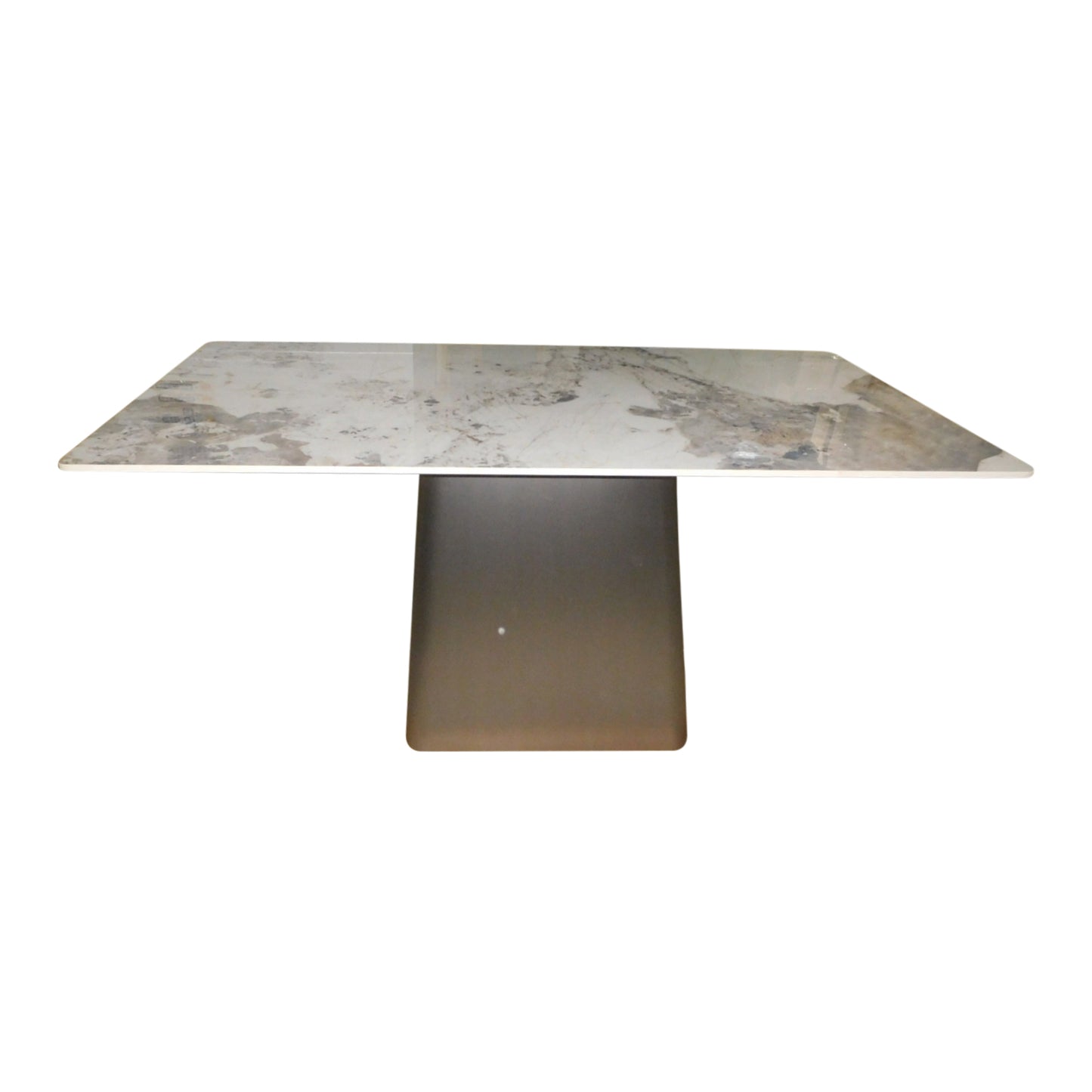 Ashley Dining Table Sintered Stone Mosaic Style Top Light Grey colour Sturdy Base with Carbon Steel Glossy