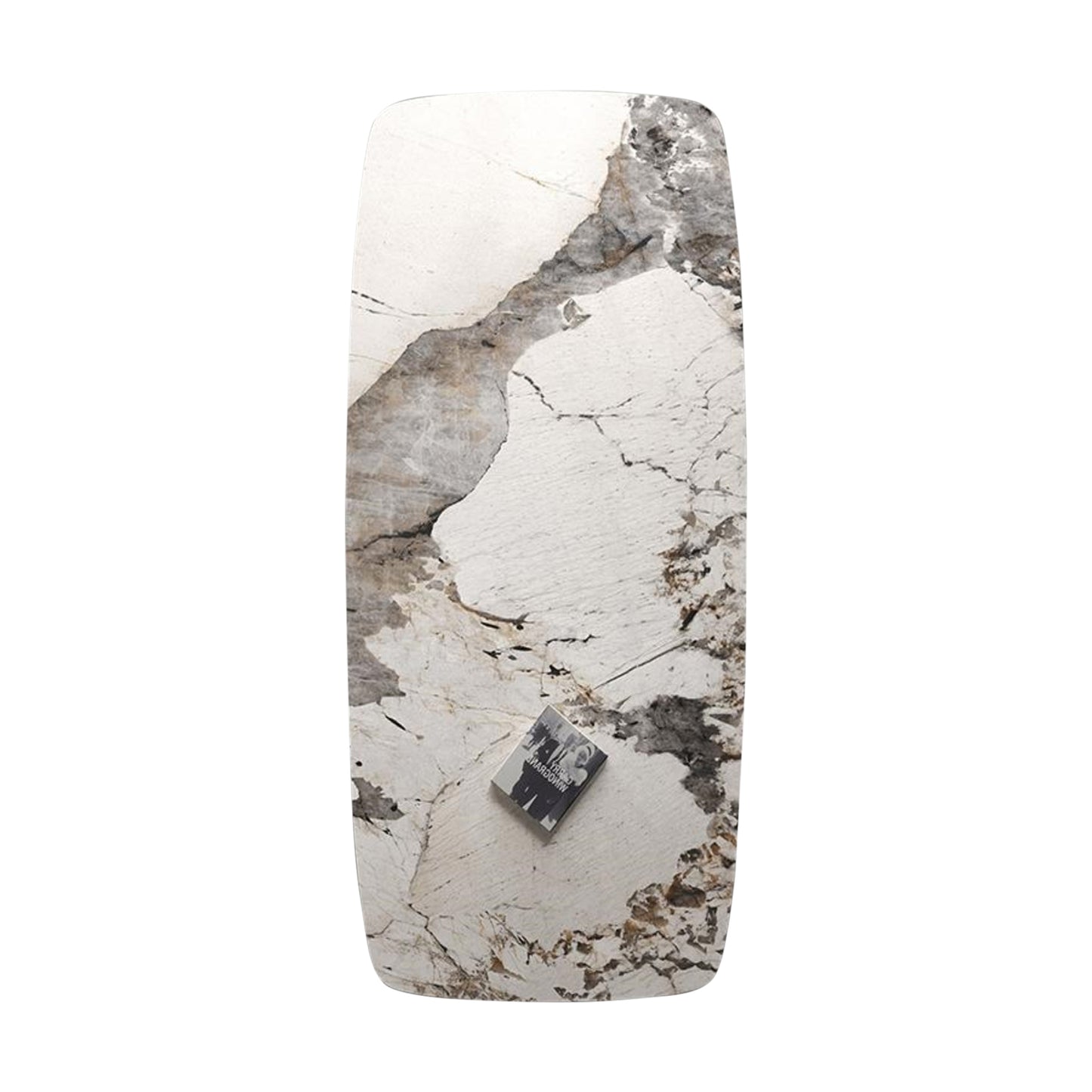 Ashley Dining Table Sintered Stone Mosaic Style Top Light Grey colour Sturdy Base with Carbon Steel Glossy