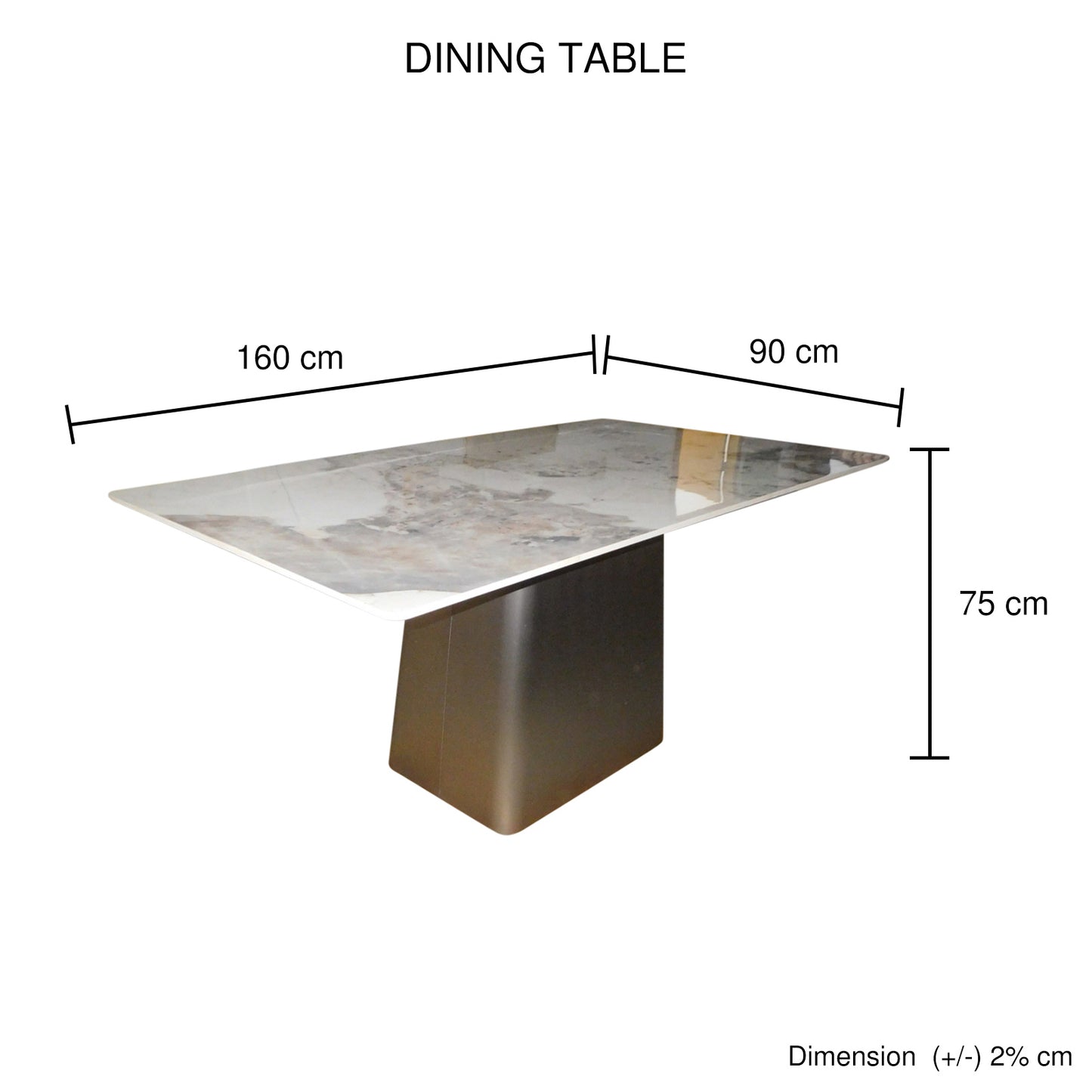 Ashley Dining Table Sintered Stone Mosaic Style Top Light Grey colour Sturdy Base with Carbon Steel Glossy