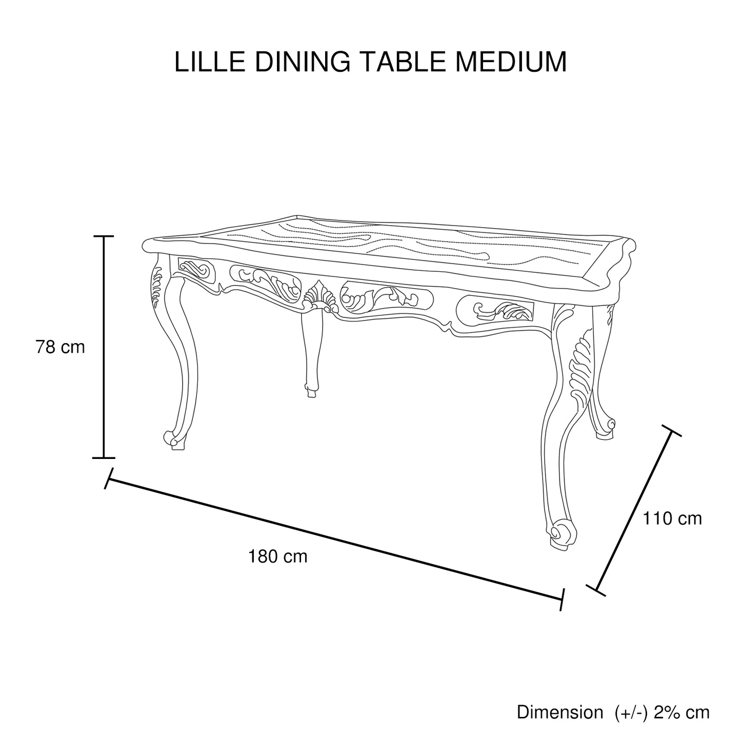 Lille Dining Table Oak Wood Plywood Veneer White Washed Finish in Multiple Sizes