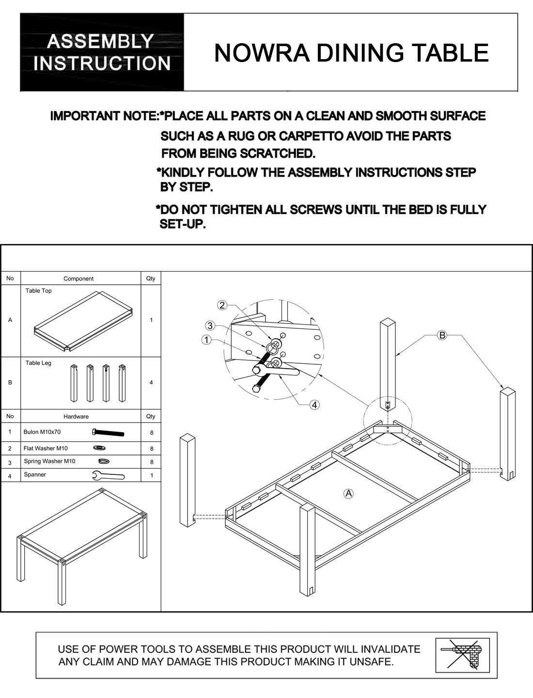 Nowra Solid Acacia Timber Dining Table In Multiple Size & Colour