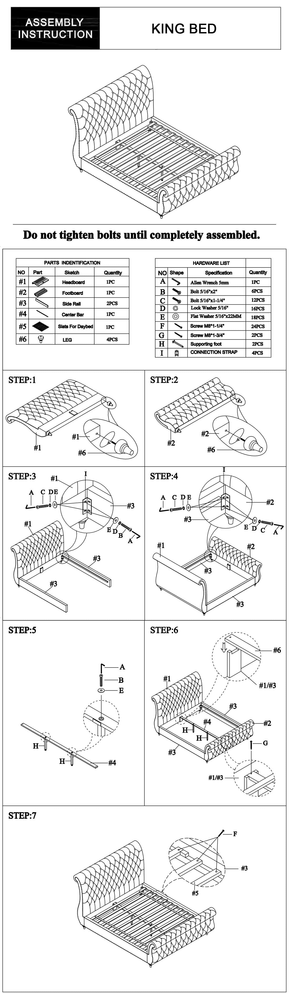 Elsa Sleigh Bedframe Velvet Tufted Deep Quilting Bed