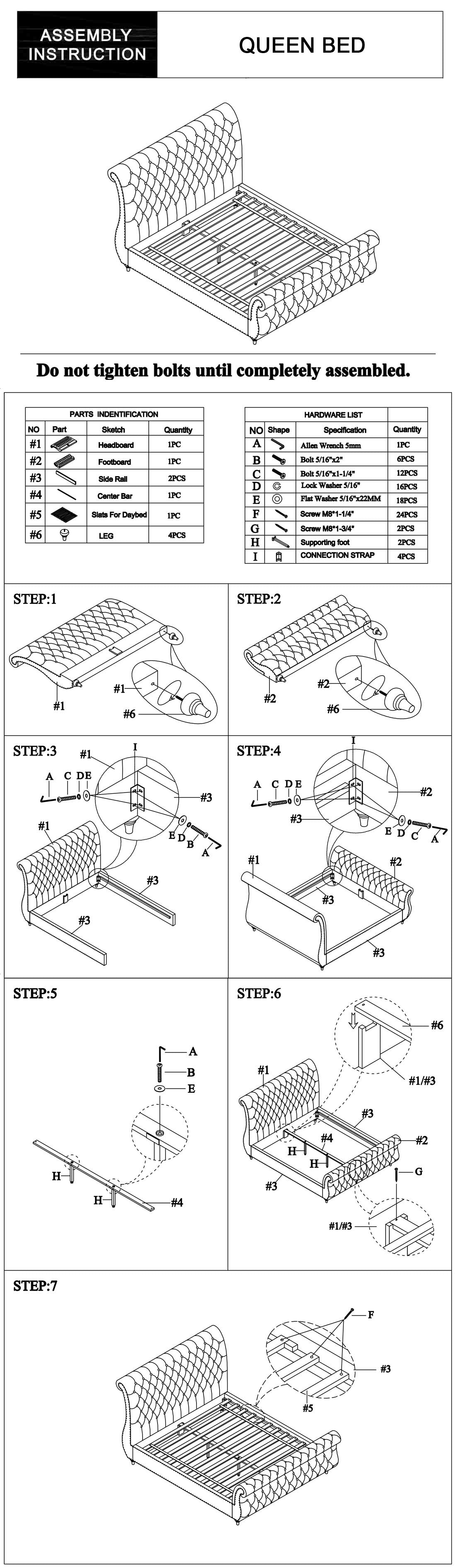 Elsa Sleigh Bedframe Velvet Tufted Deep Quilting Bed