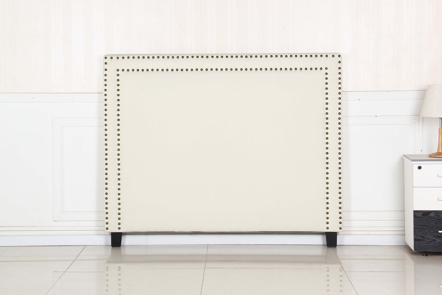 Enzo Multiple Colour Queen Headboard In Fine Linen Fabric Upholstery with Metal Studded Buttons