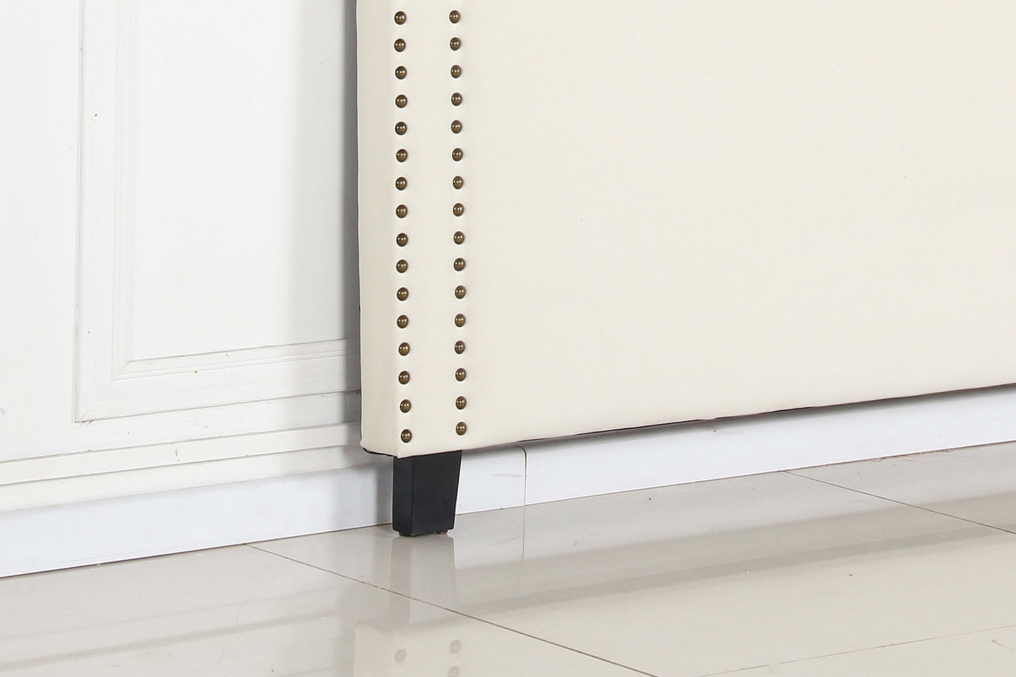Enzo Multiple Colour Queen Headboard In Fine Linen Fabric Upholstery with Metal Studded Buttons
