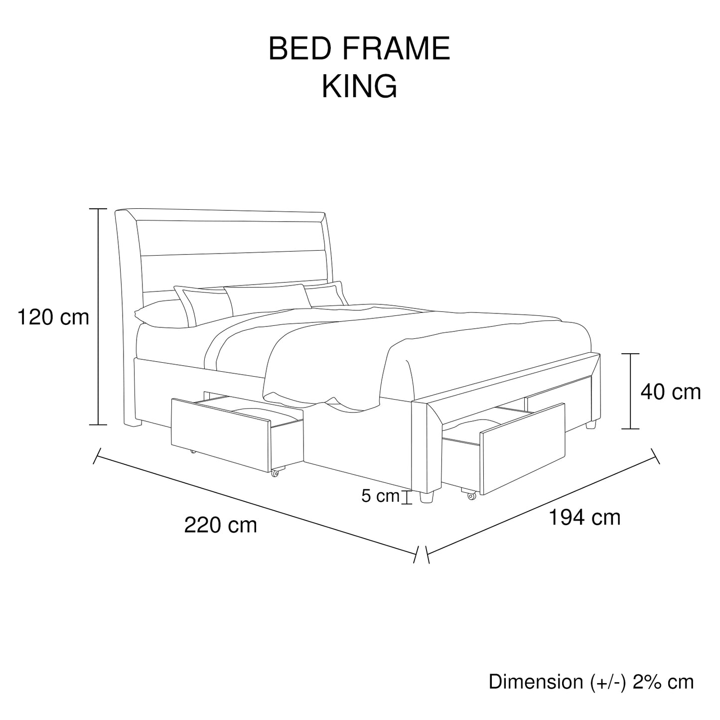 Megan Bed Light Grey Polyester Fabric