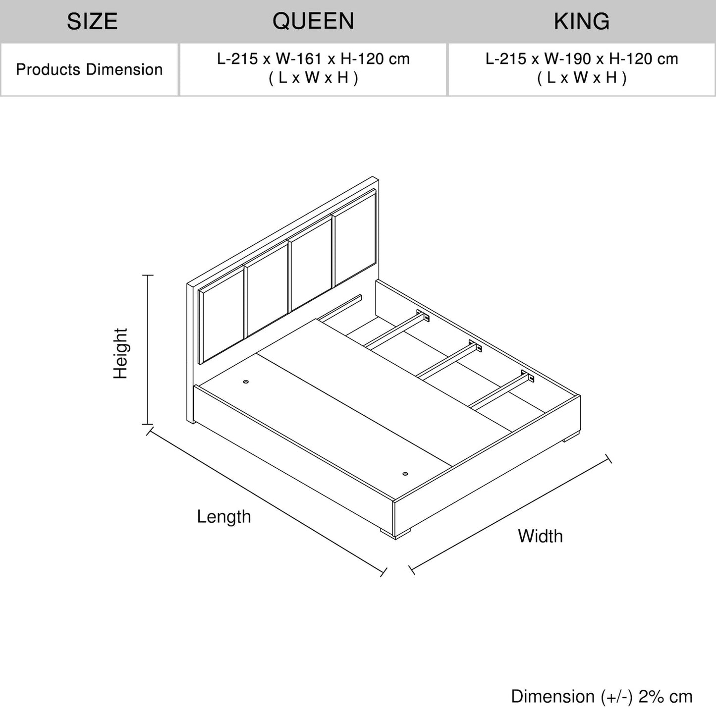 Copper Fabric Upholstery Bed Constructed with MDF Particle Board