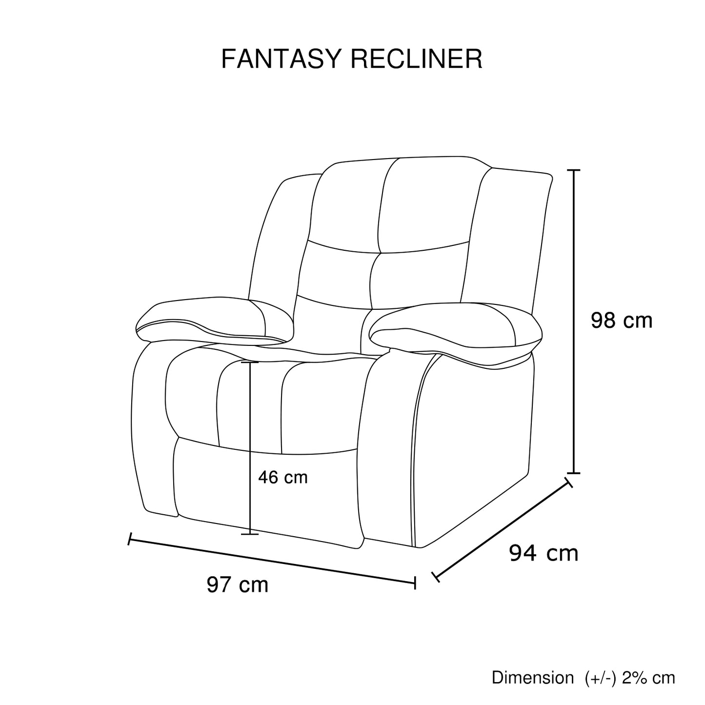 Fantasy 3+1+1 Seater Recliner Sofa In Faux Leather Lounge Wooden Frame Couch In Multiple Colour