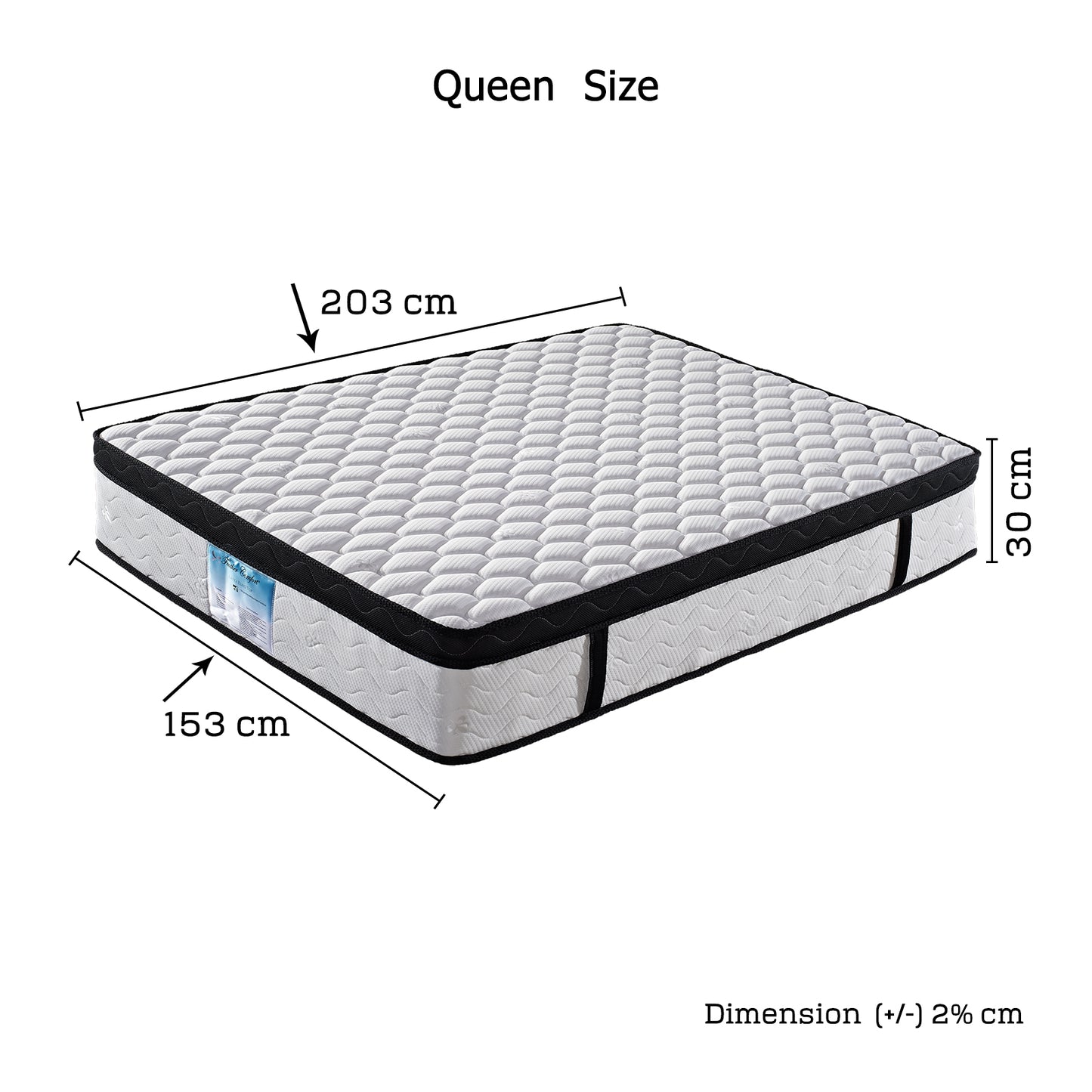 Latex Euro Top Pocket Spring Medium Firm Queen Mattress - 33cm Thick