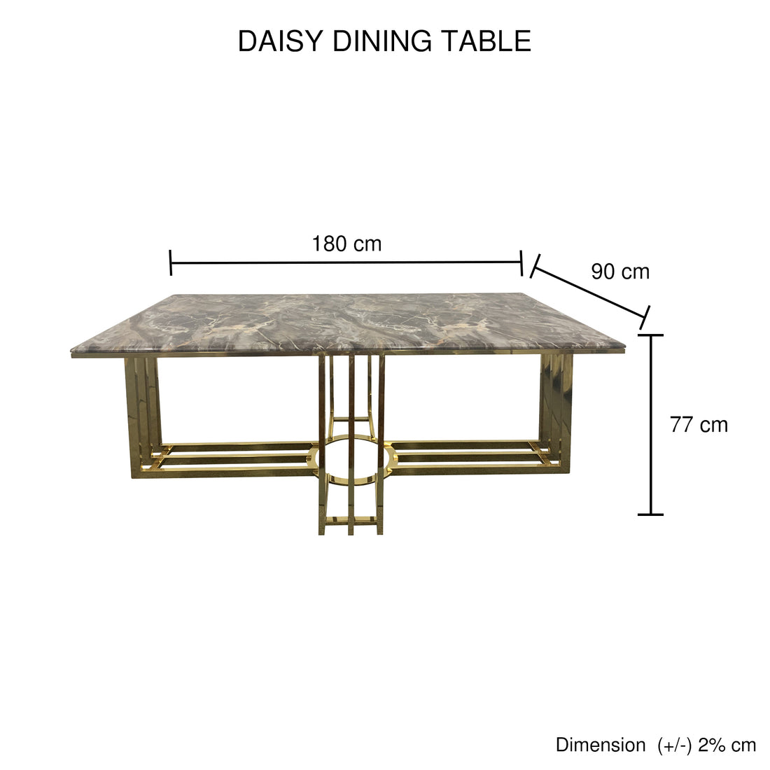 Daisy Stainless Gold Frame & Marble Top Dining Table
