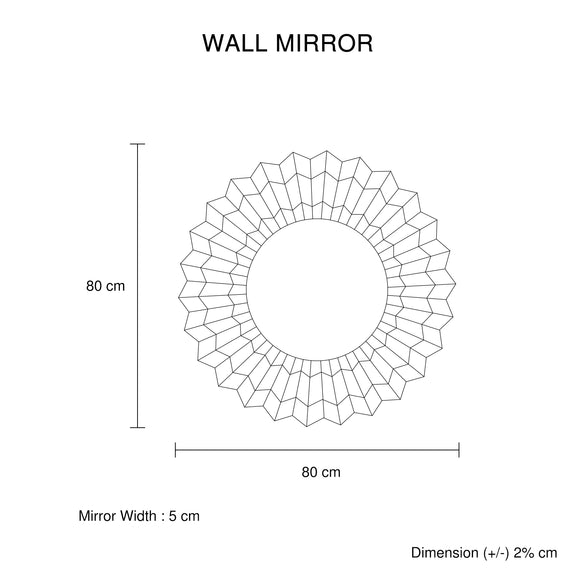 Decorative Round Wall Mirror with Geometric Design and Silver Accents