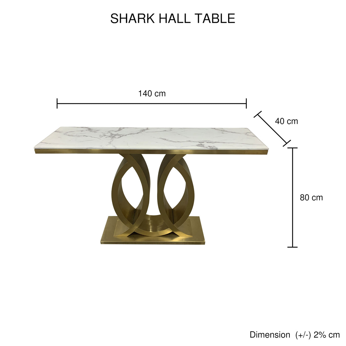 Hall Table – Gold Shark Frame & White Faux Marble Console Table