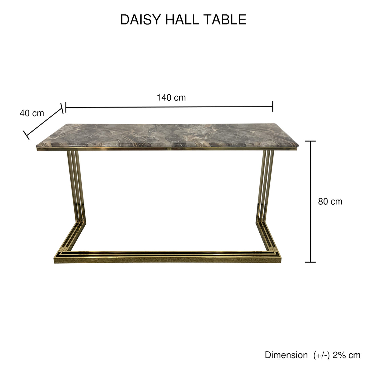 Daisy Hall Table Stainless Gold Frame & Top Marble