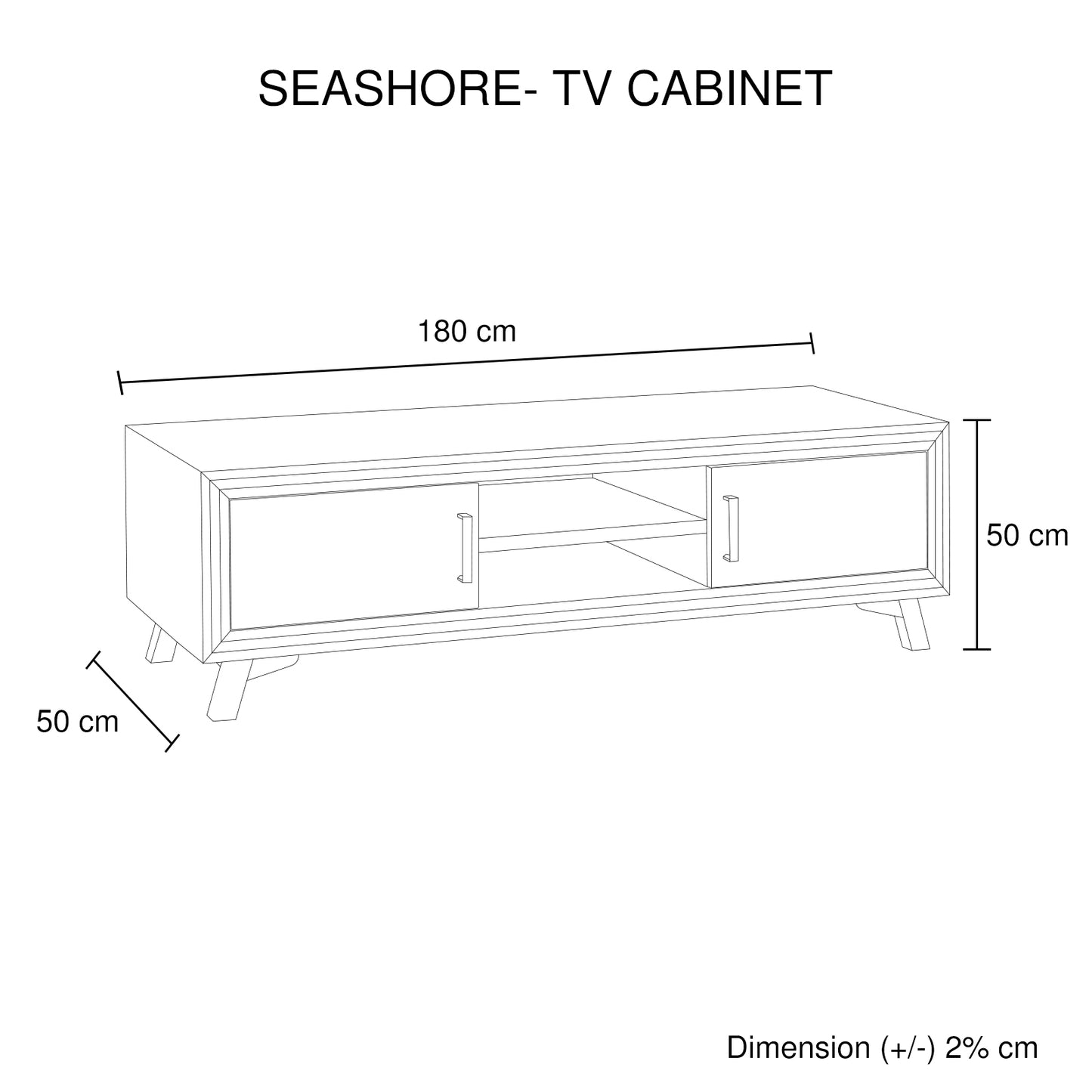 Seashore Solid Acacia Timber TV Cabinet With Silver Brush Colour