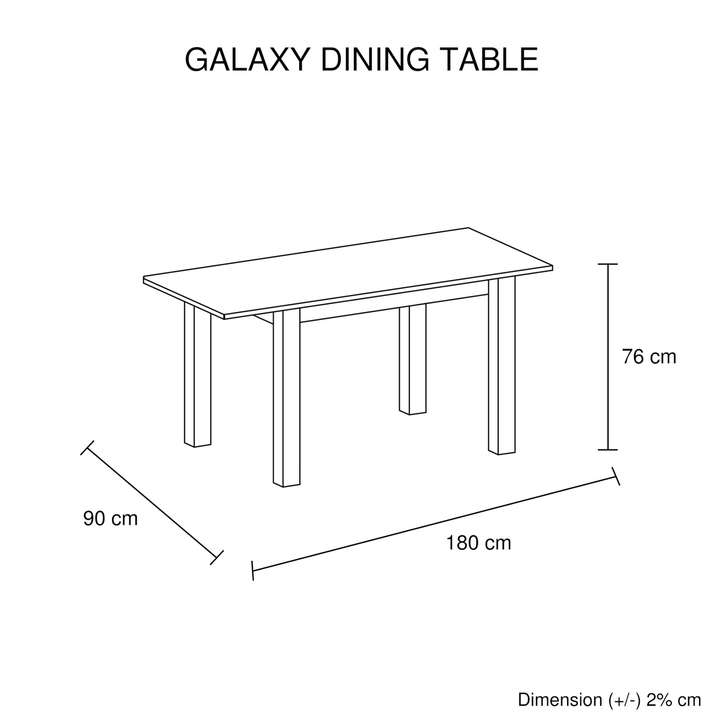 Galaxy Dining Table White Top with High Glossy Finish & Tempered Glass on Solid Wooden Base
