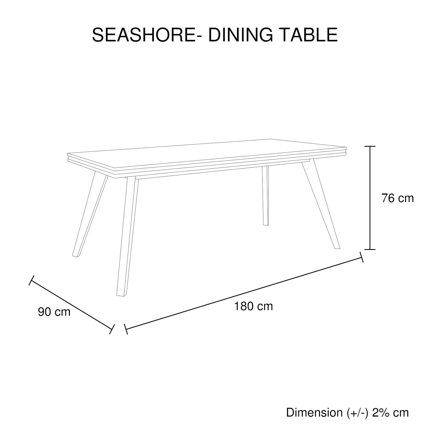 Seashore Dining Table In Solid Acacia Timber In Silver Brush Colour with Black Border
