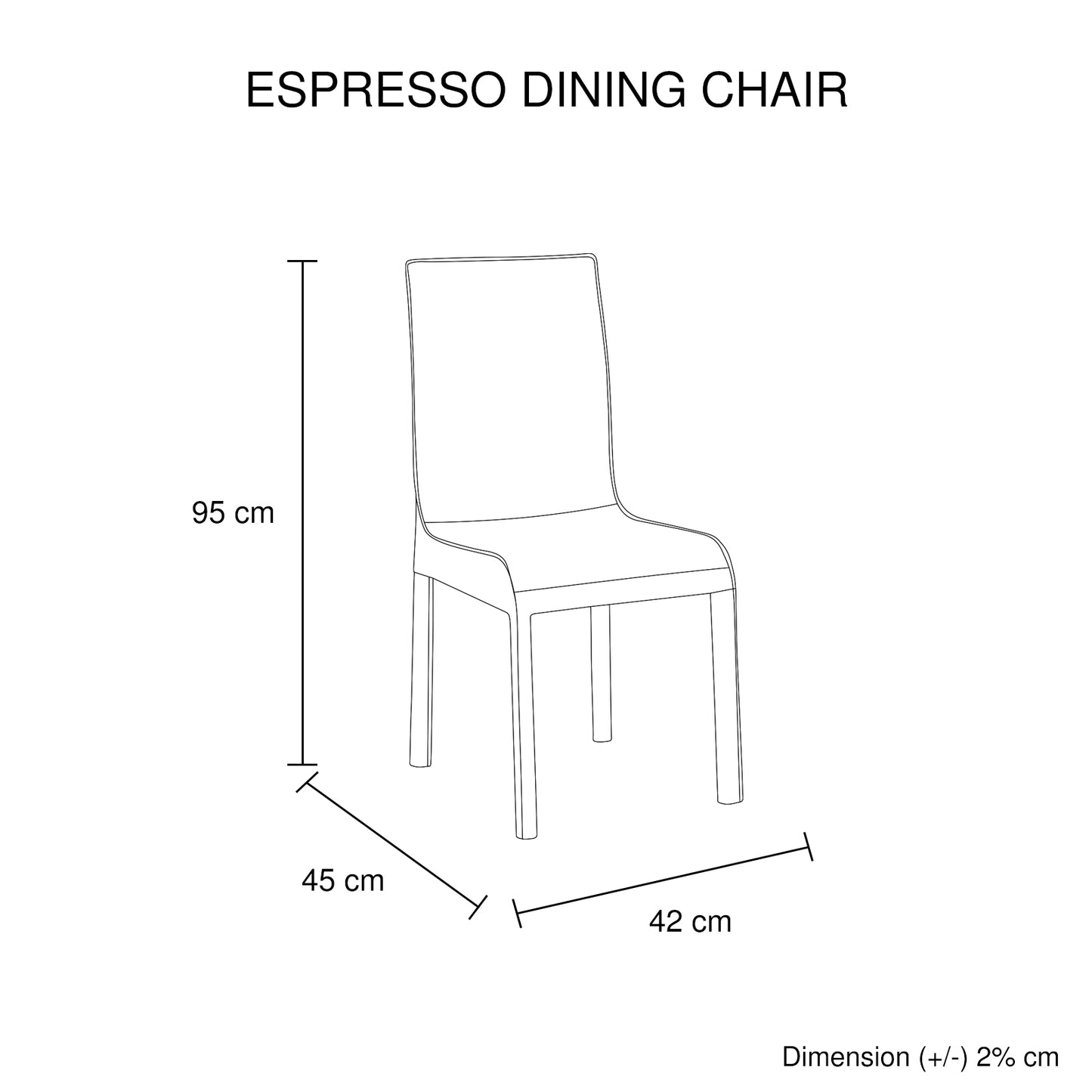 Espresso 2X Dining Chair Leatherette Seat Pad In Multiple Colour
