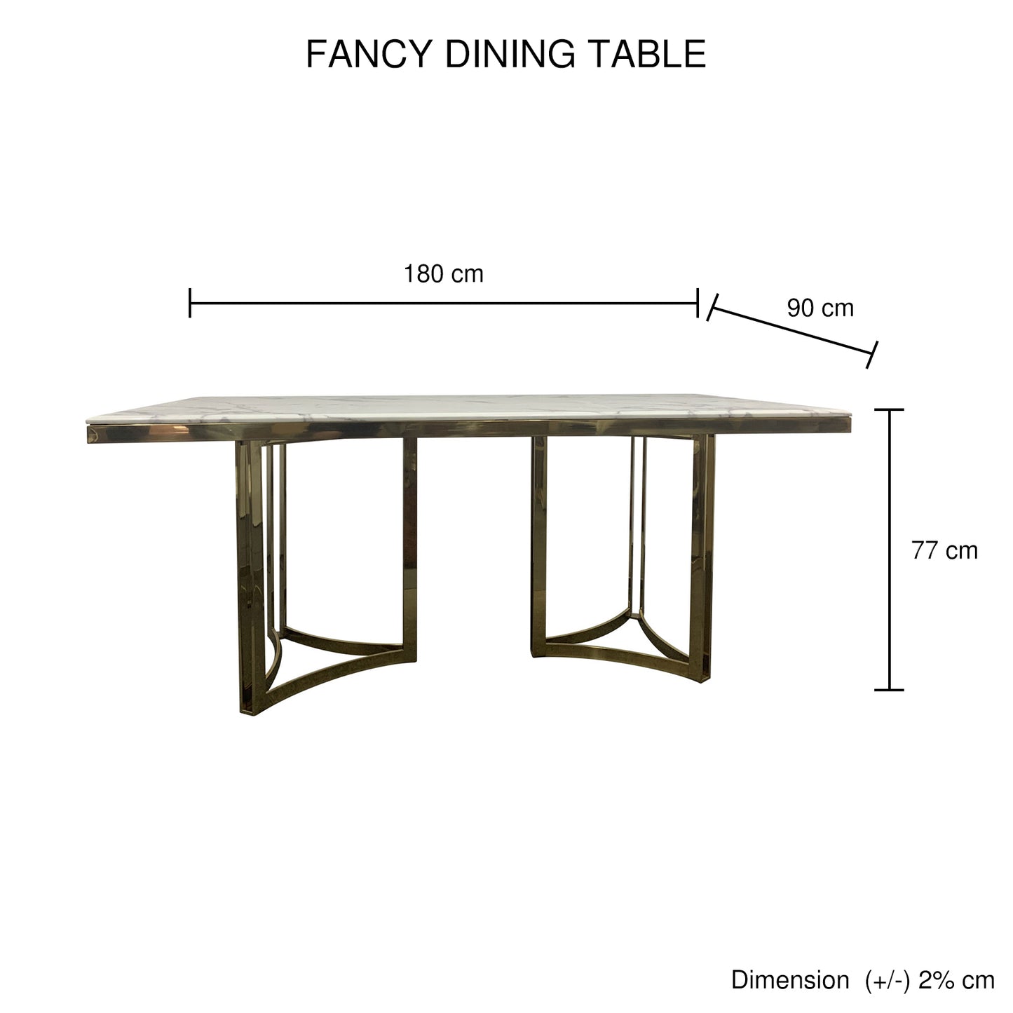 Fancy Dining Table Stainless Gold Frame & Top Marble in Multiple Colour (1X Dining Table ✪ 6X Chair)