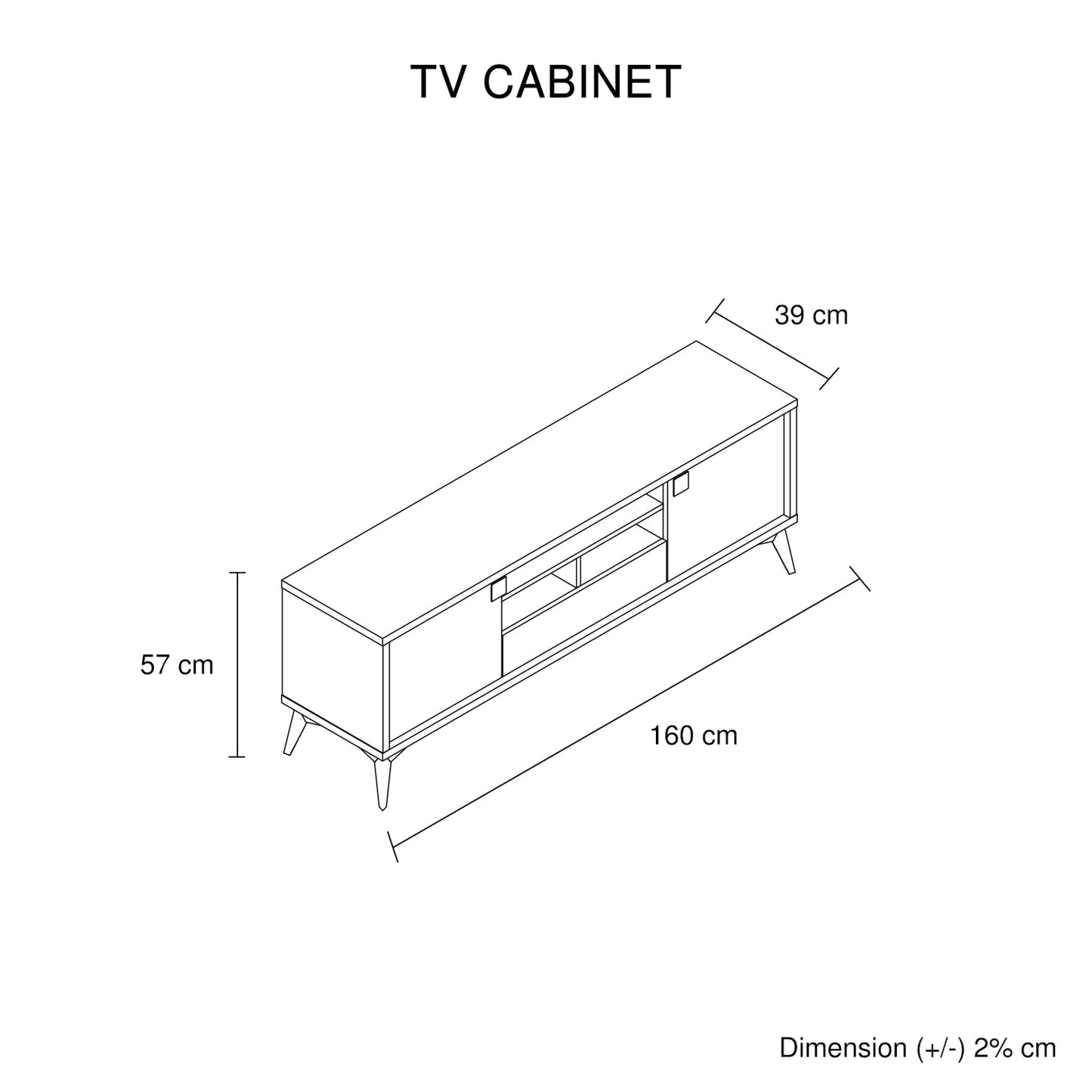 Maxwell TV Cabinet MDF Particle Board Storage Space Metal Legs