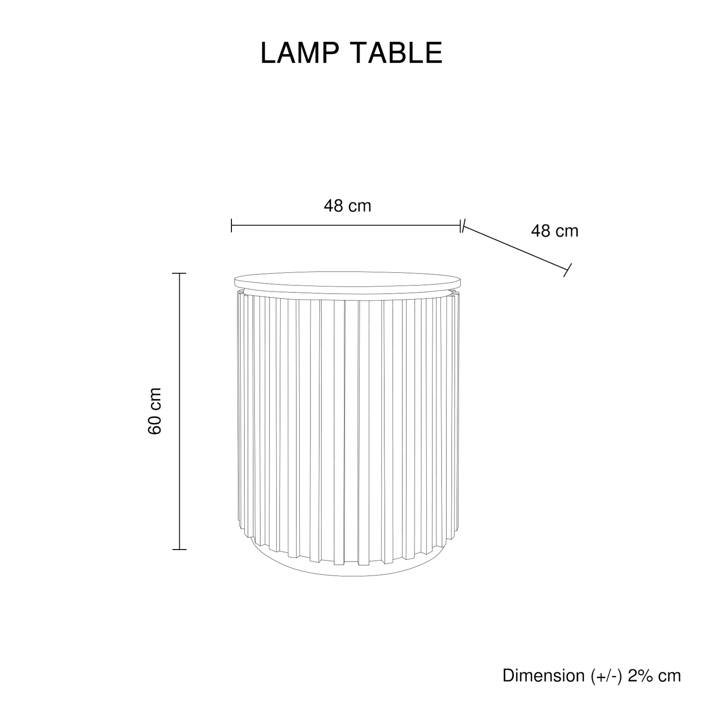 Rico Lamp Table Round Shaped Top MDF Silver Mirror Micro cement Brown Base